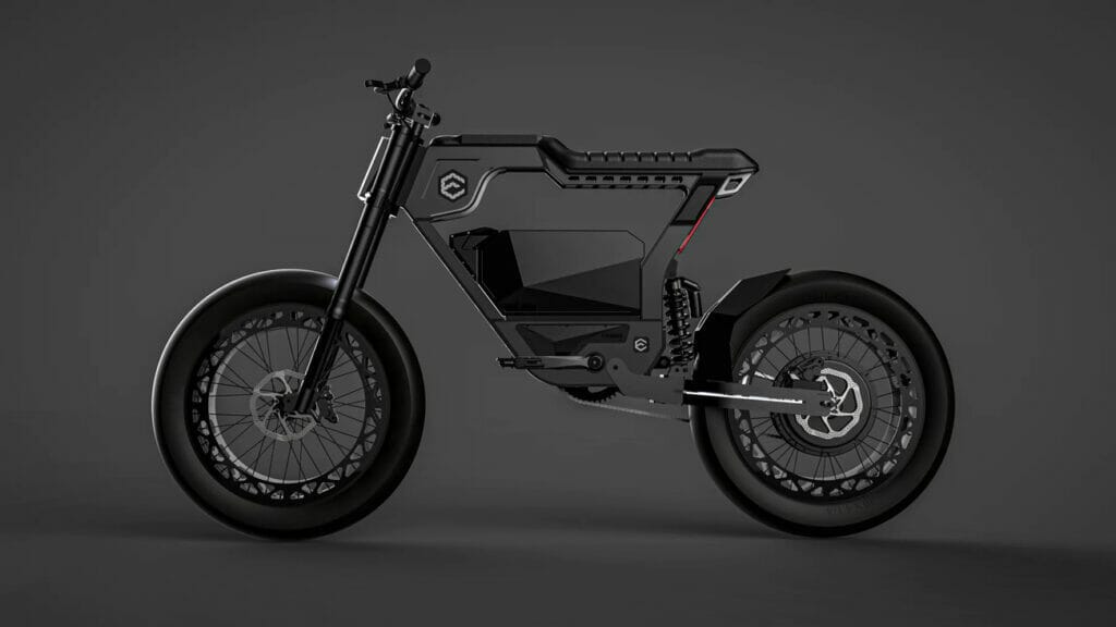 A black ERoybike is shown on a dark background.