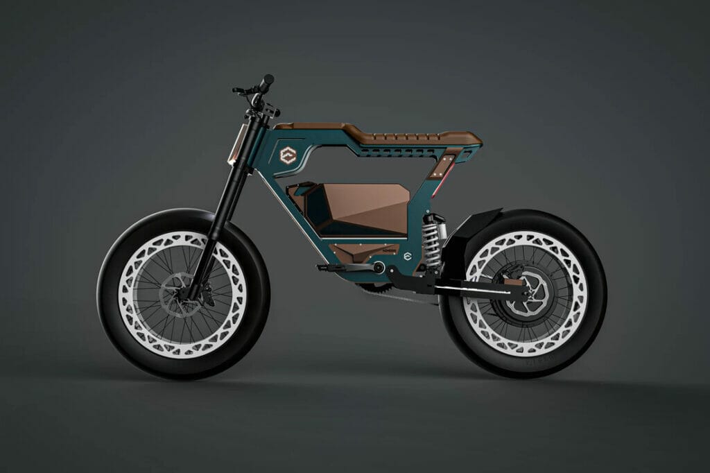 An ERoybike, a class-two e-bike, is shown against a dark background.