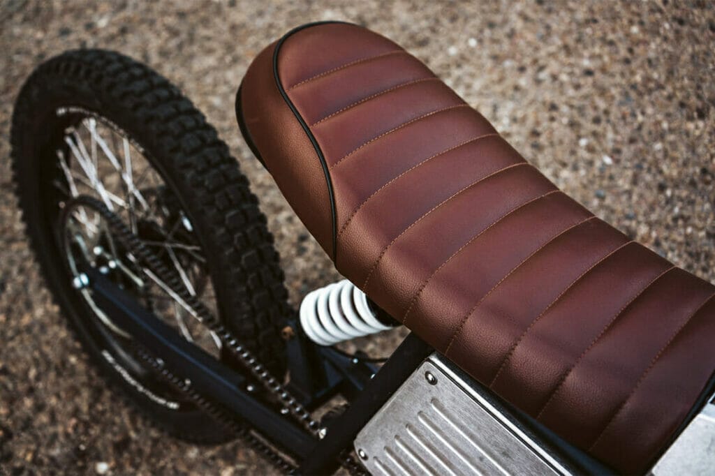 motorcycle, brown leather