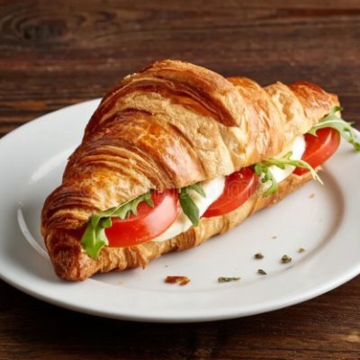 Croissant com Queijo Branco, Tomate e Orégano (rúcula)