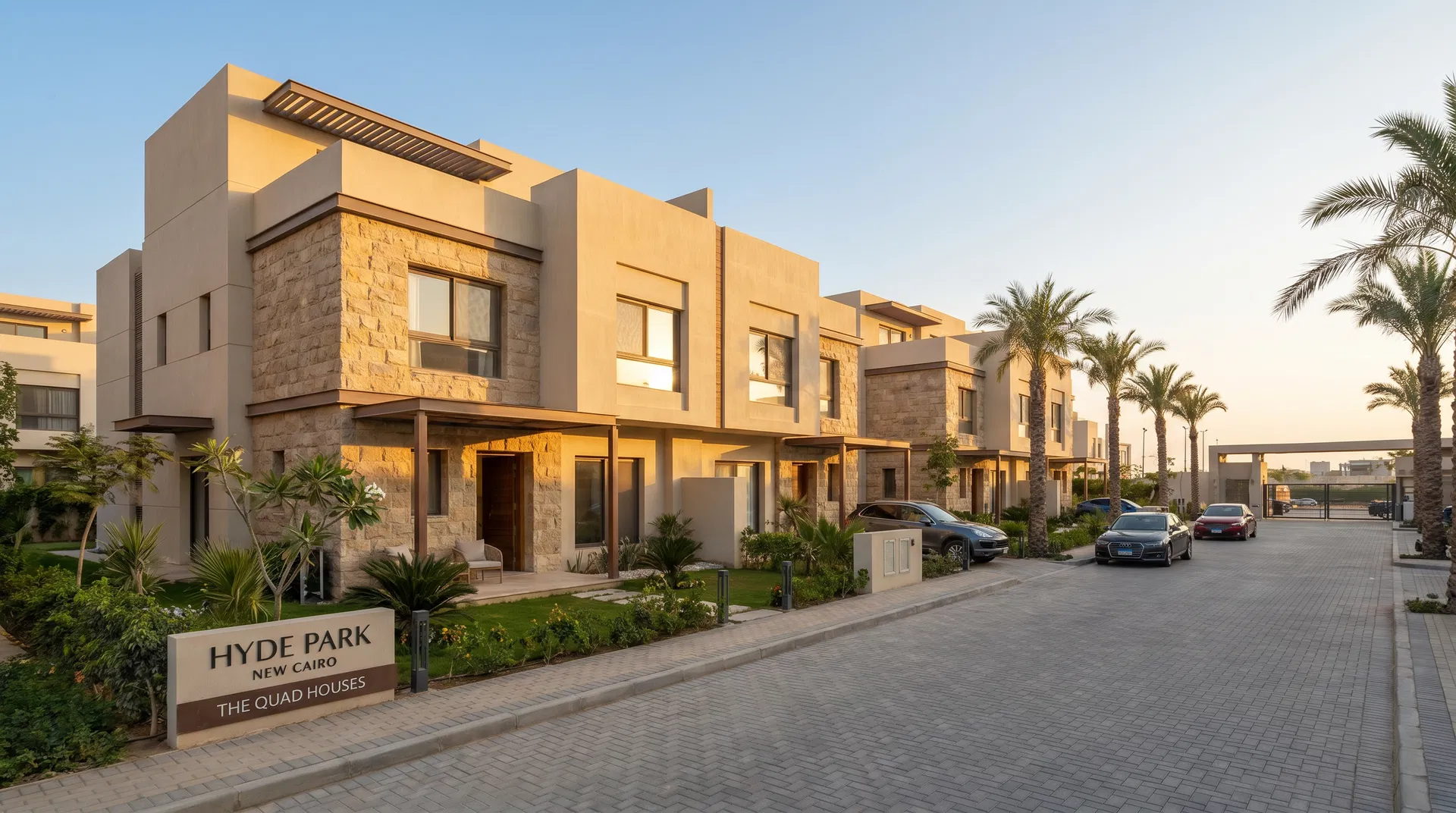Hyde Park New Cairo quad house — 4 attached units with modern design