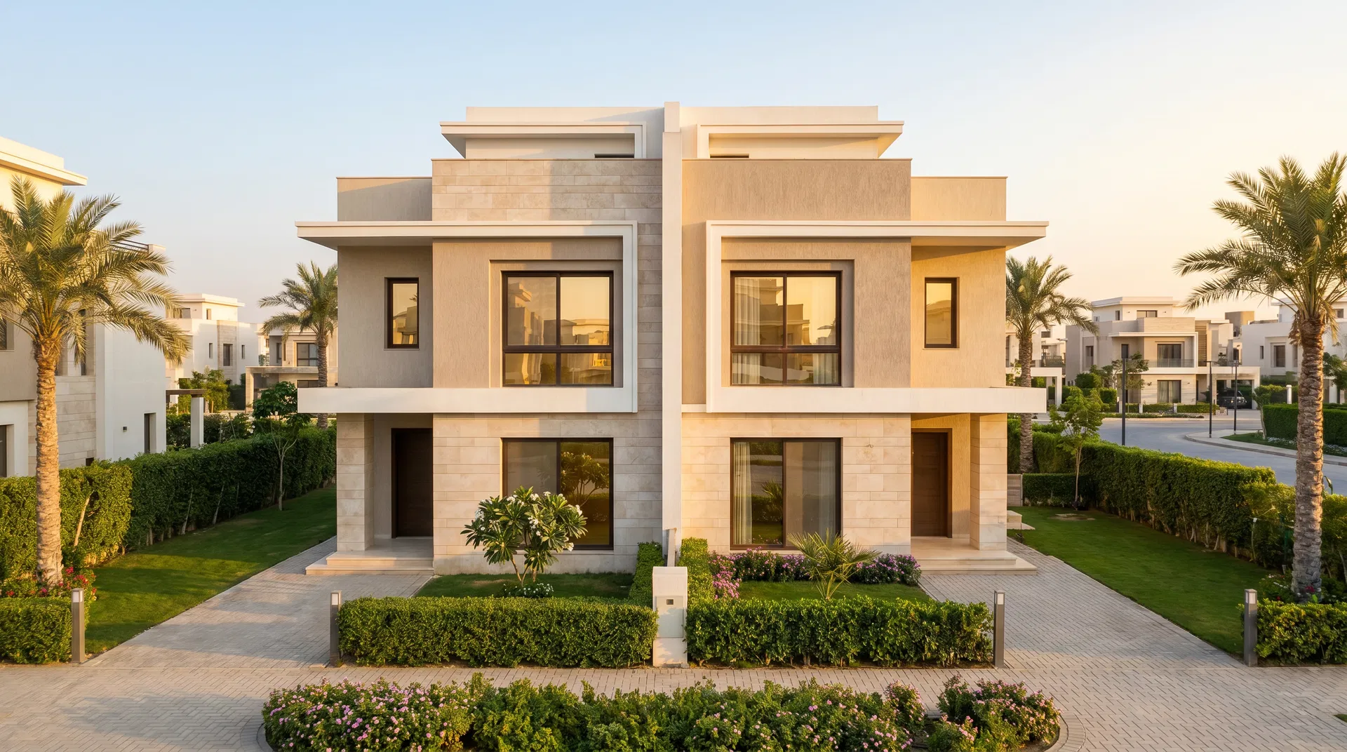 Hyde Park New Cairo twin house — semi-detached villa with modern design