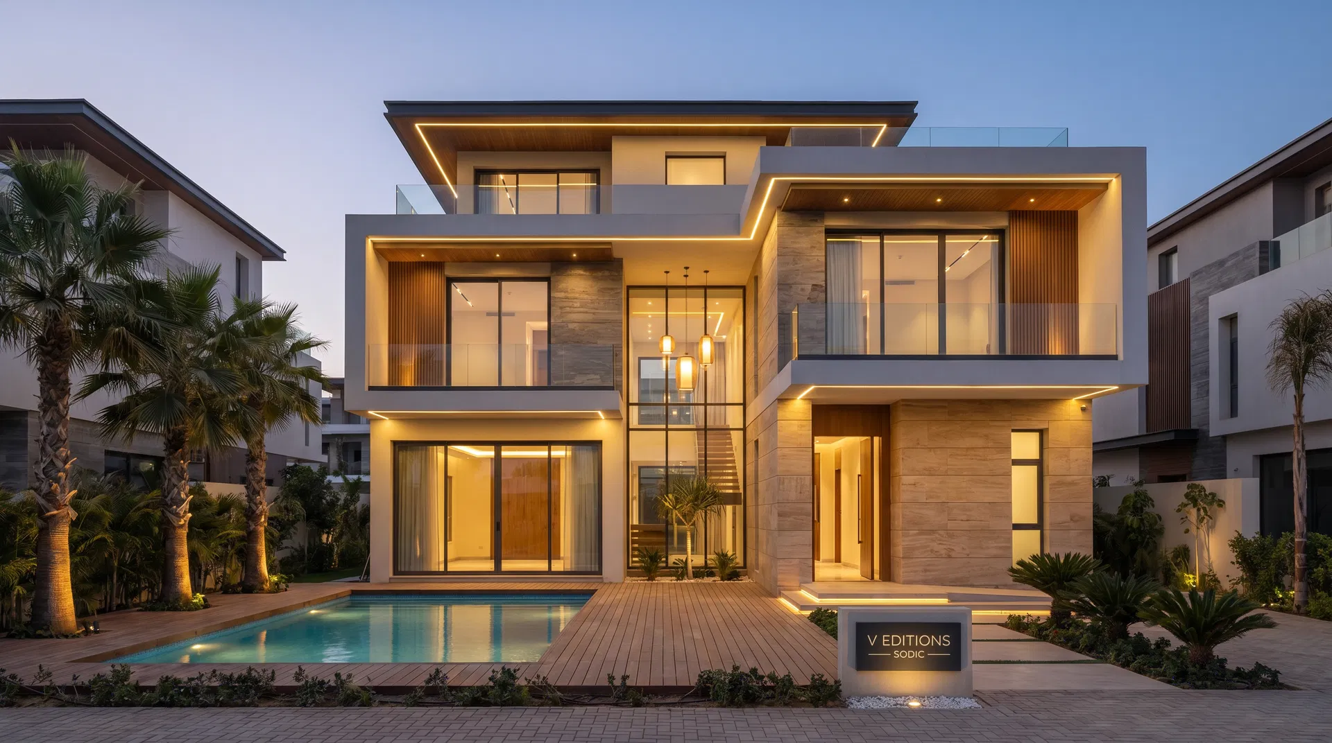 SODIC V Editions villa in Sheikh Zayed - contemporary minimalist design with pool