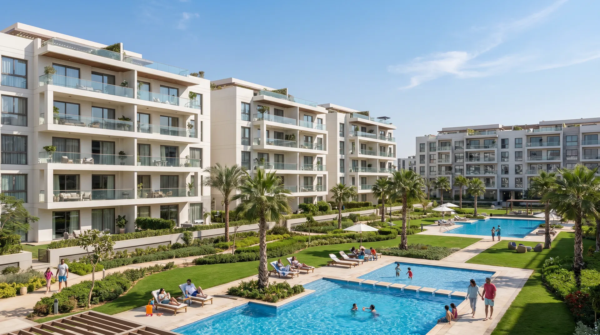 SODIC Villette apartments in New Cairo - modern residential compound with pools and gardens