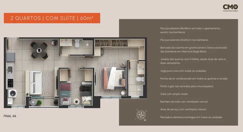 2 quartos Passos Flamboyant