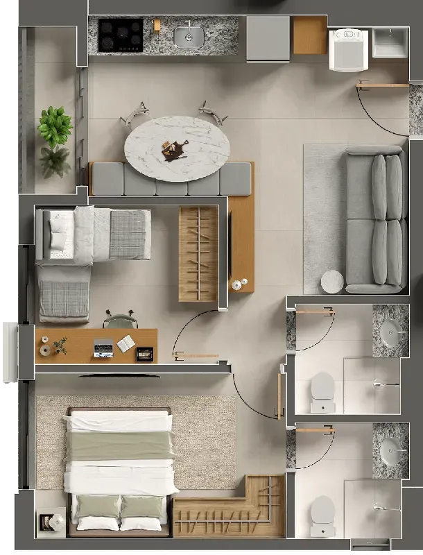 Apartamento Sem Suíte