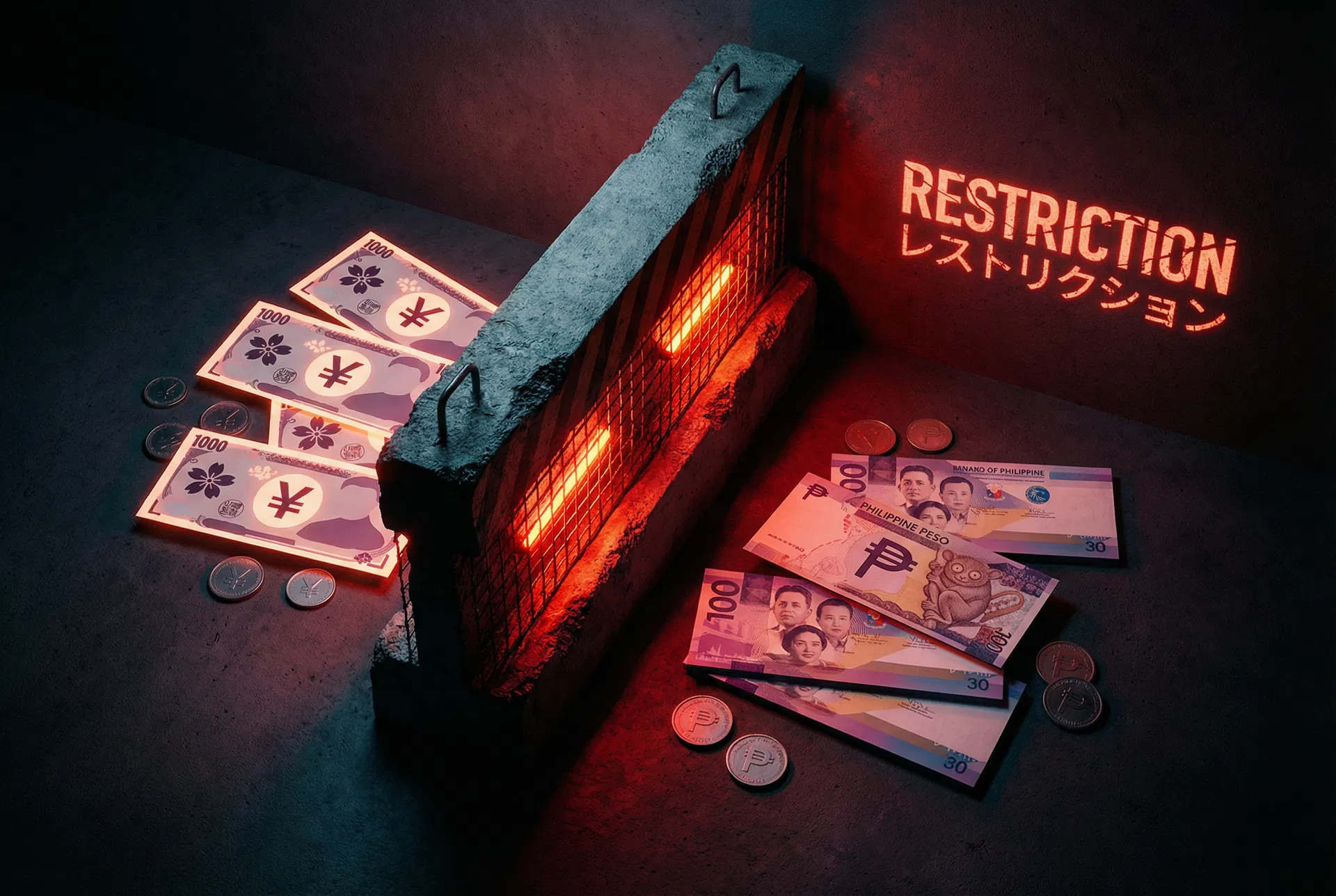 円とペソの送金規制を表すイメージ