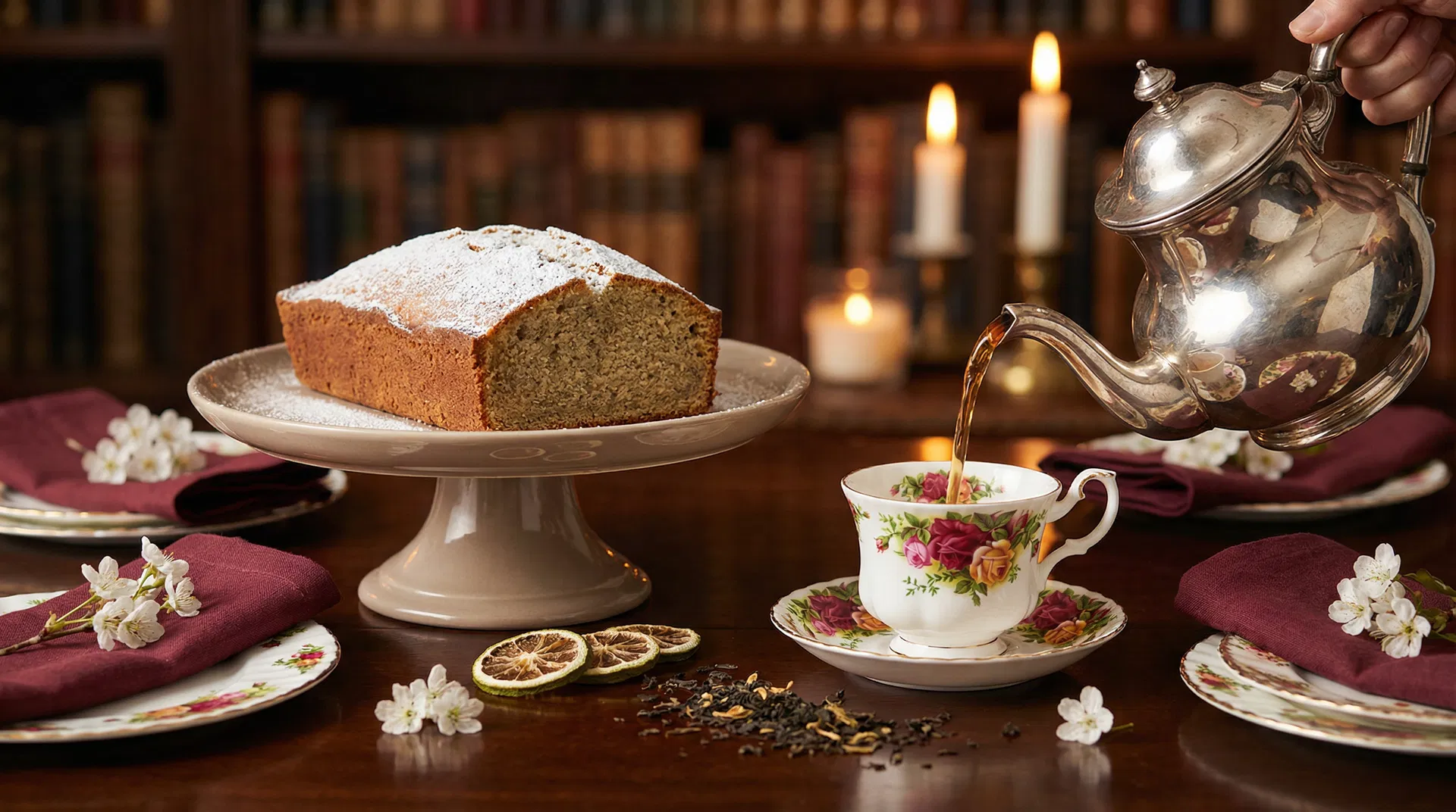 英国式アフタヌーンティーとケーキ