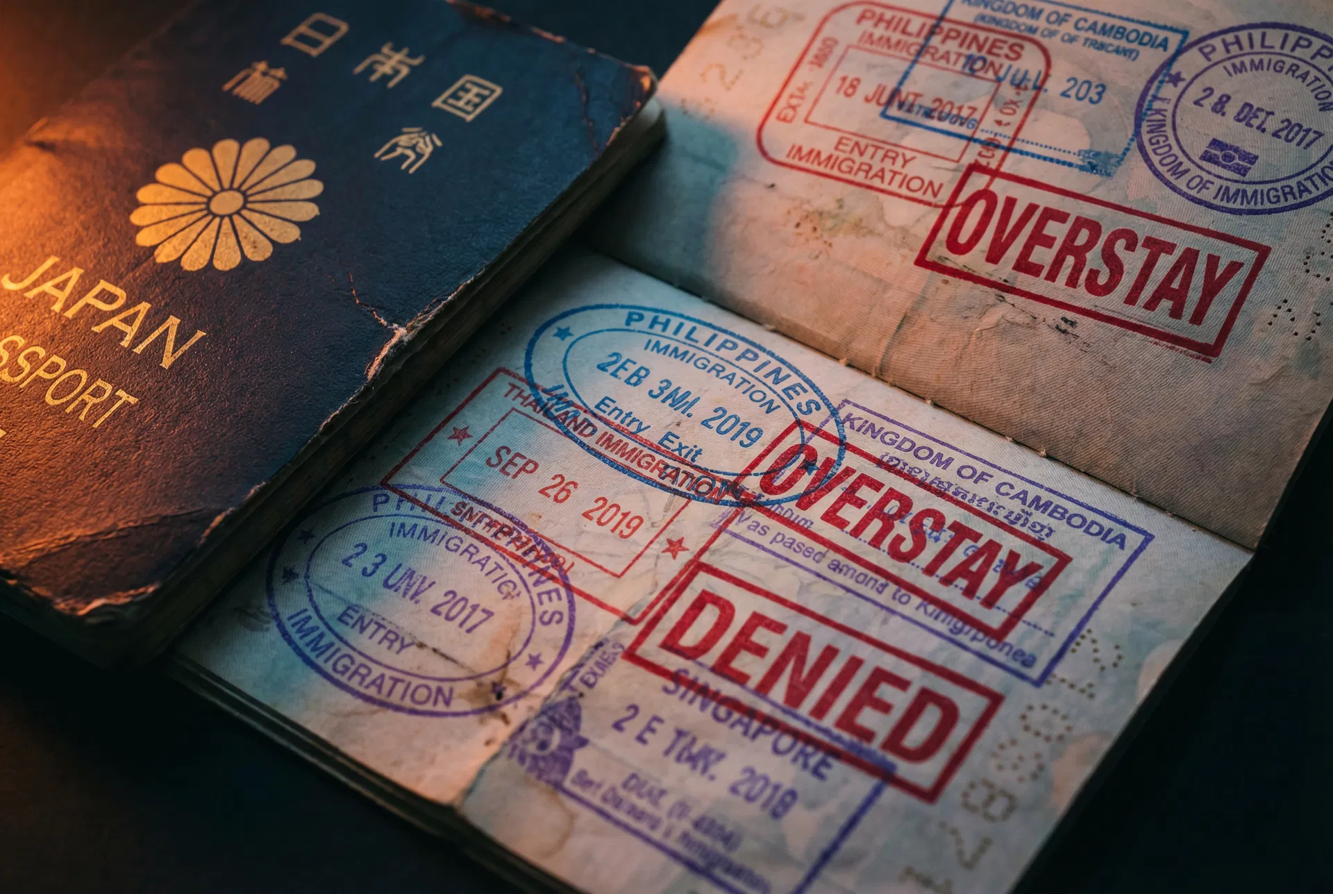 パスポートとビザスタンプ