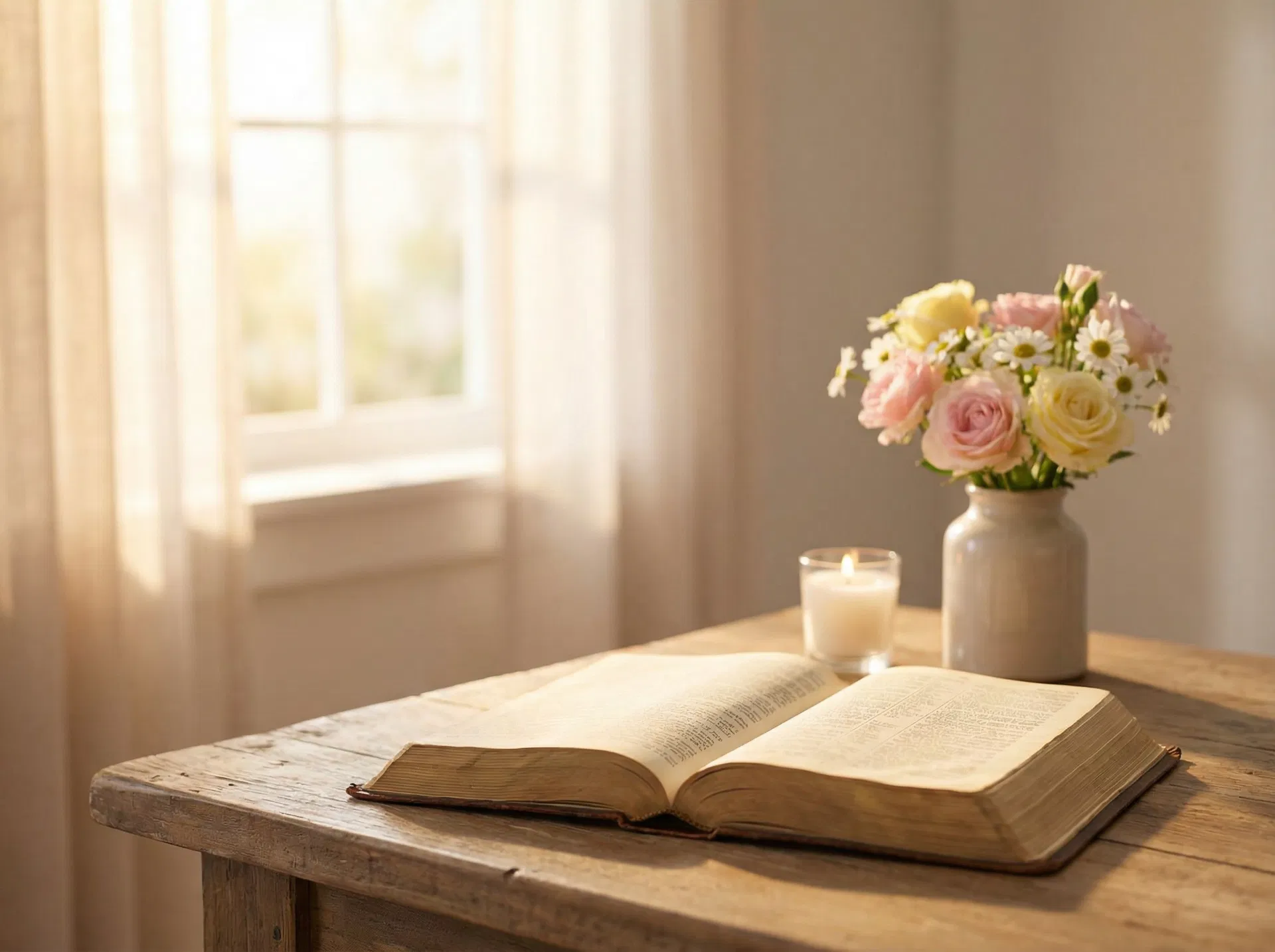 Bíblia aberta com luz dourada