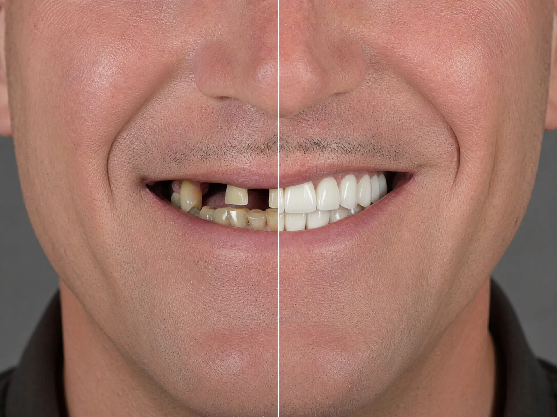 Before and after dental implant transformation