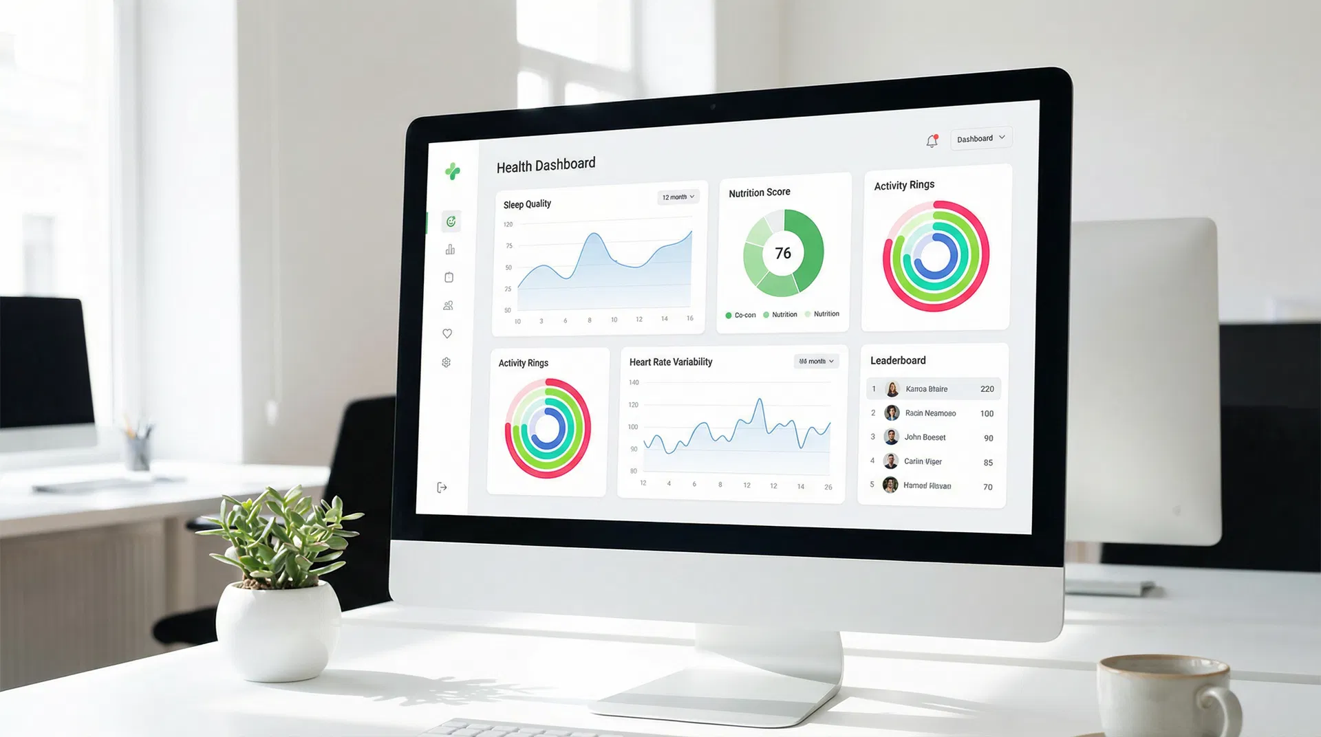 Dashboard de saúde com dados de wearable