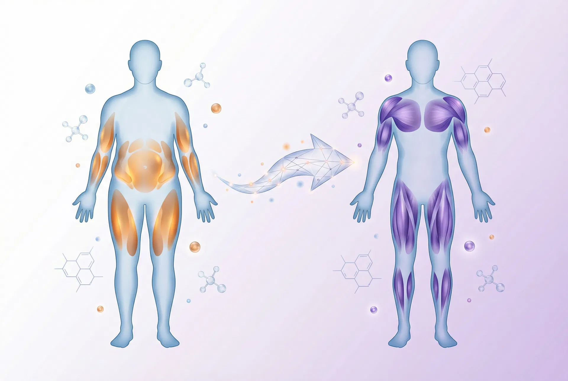 Ilustração da transformação de composição corporal