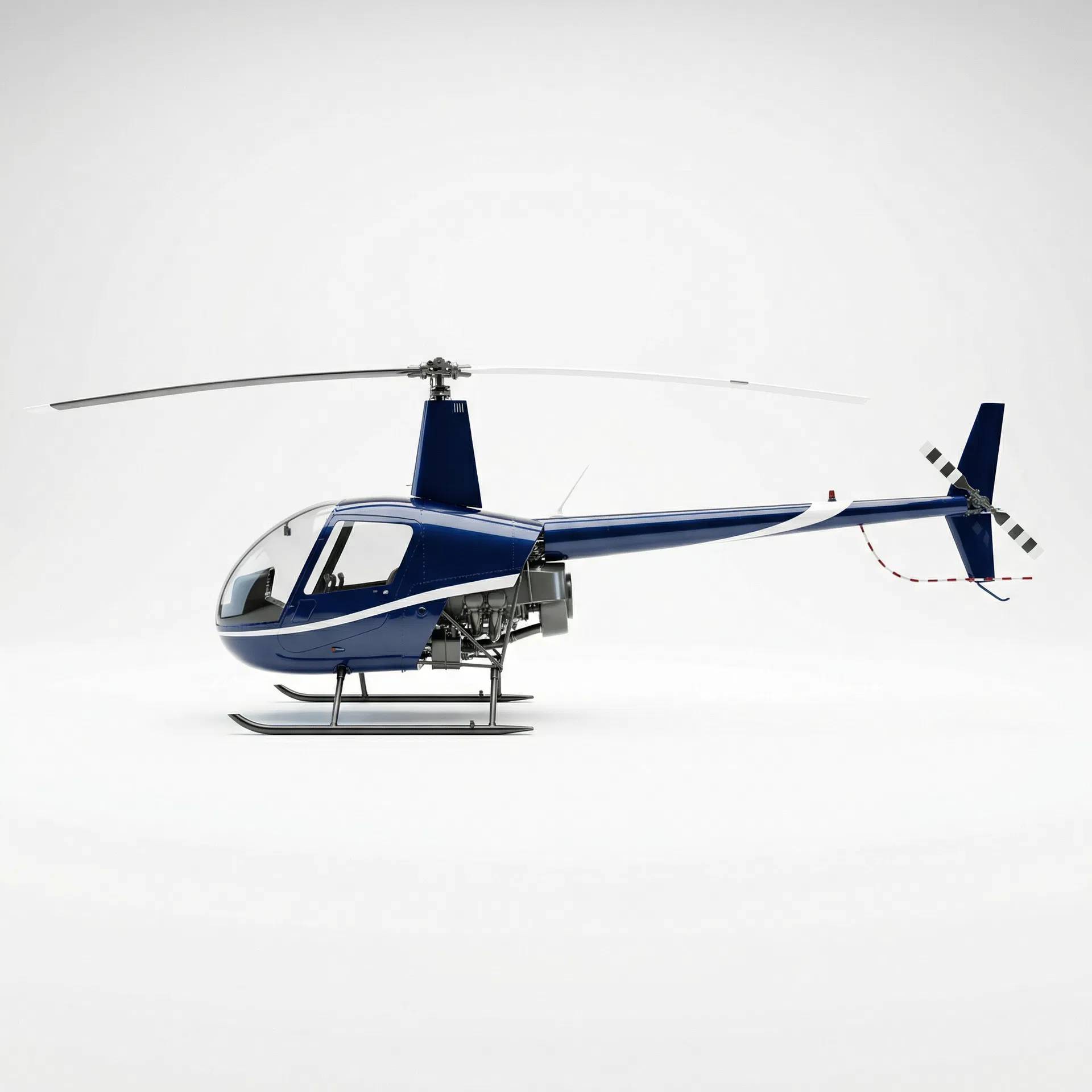 Photorealistic Robinson R44 helicopter on white background