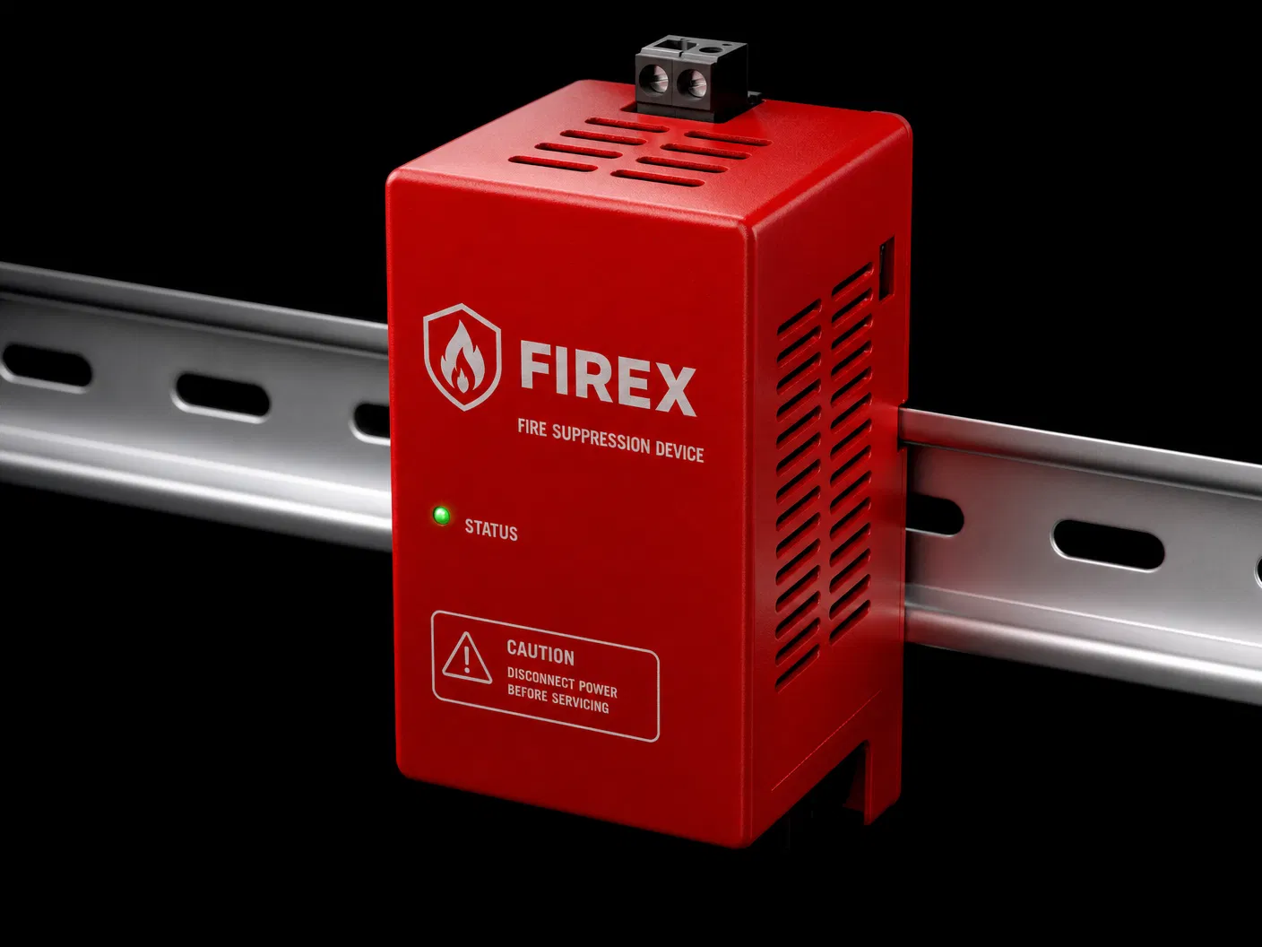 ASES Fire Suppression System mounted on DIN rail