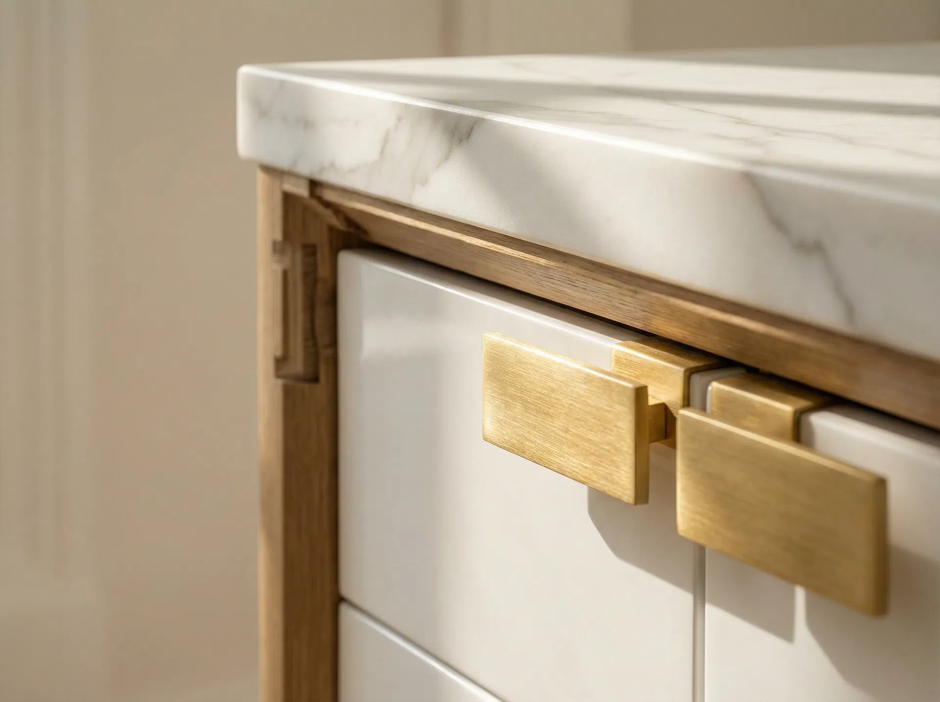 Close-up detail of custom closet hardware, shelving, and accessory organization by Coco Bianco Group