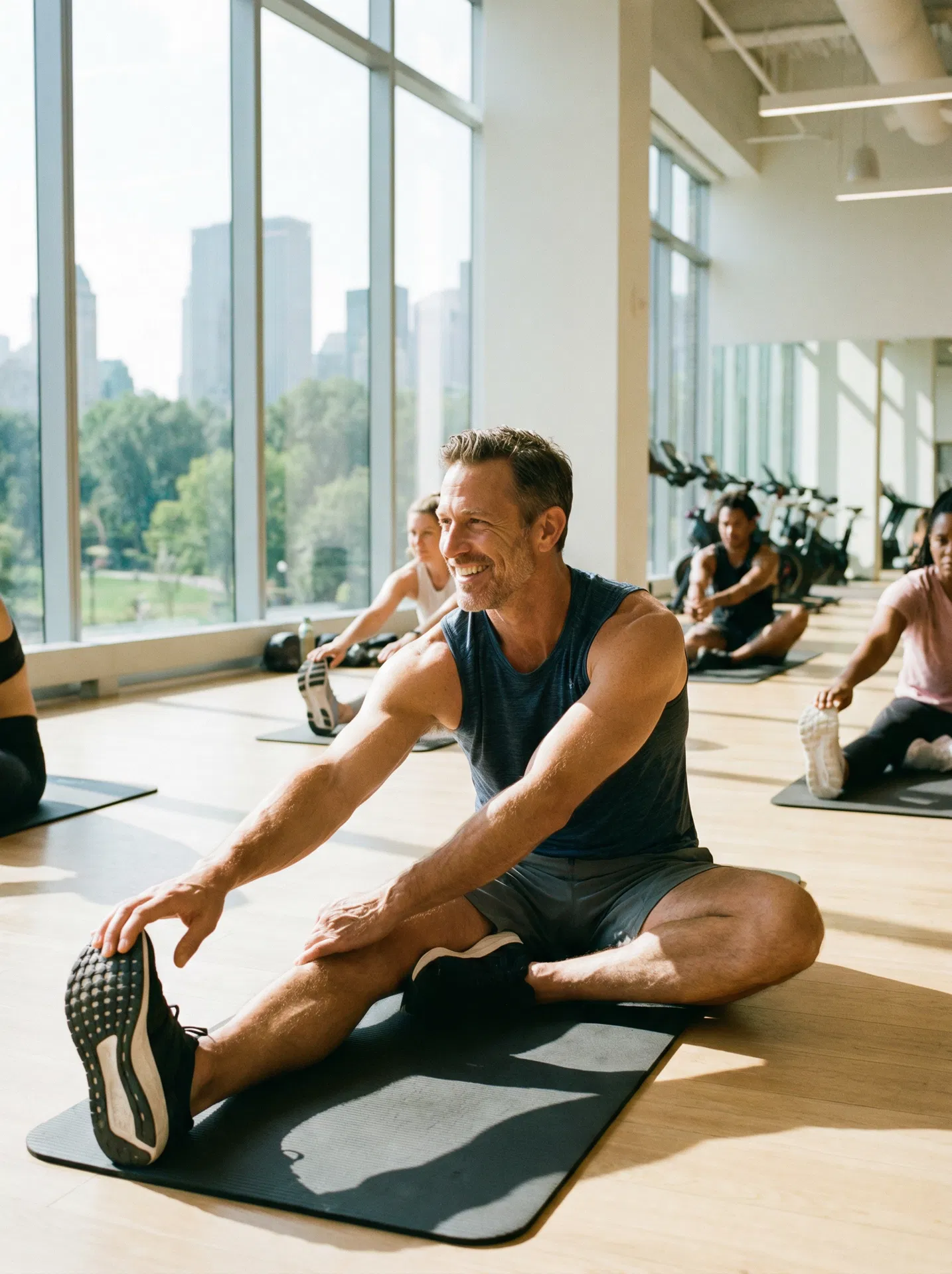 Athletic man stretching and recovering
