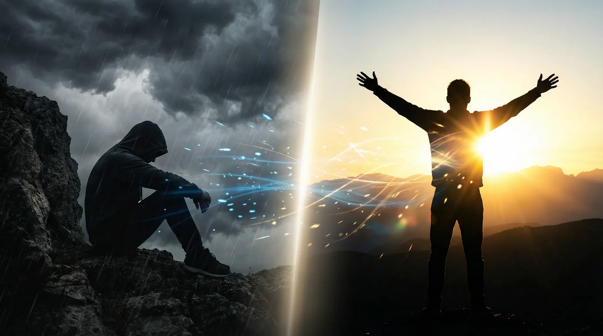 Before and after body transformation showing the results of a physician-guided peptide therapy program