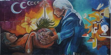 Mural "Bienvenid@ a la vida" Homenaje dedicado a las parteras y curanderas.
