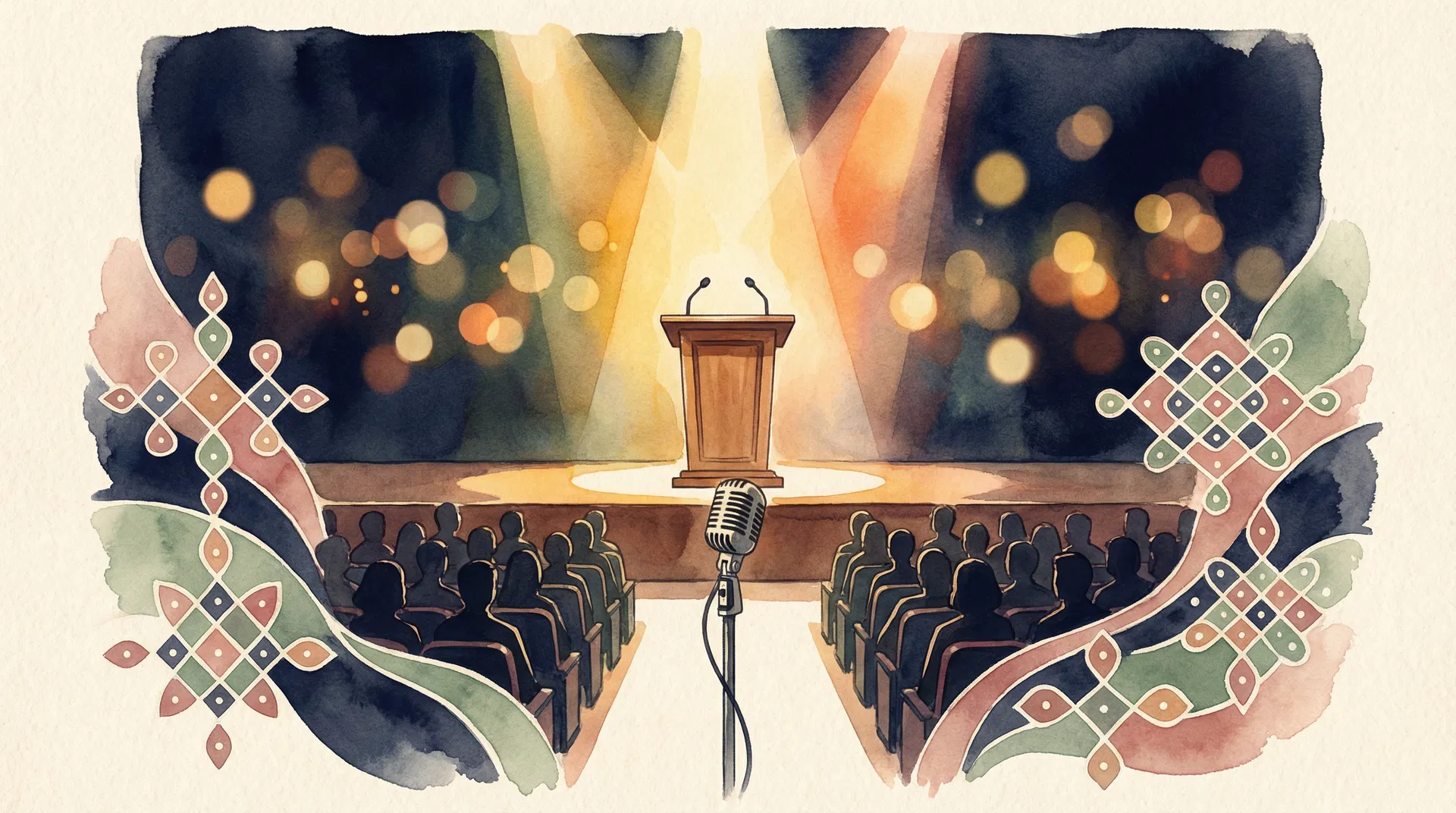 Speaking and collaboration watercolor illustration