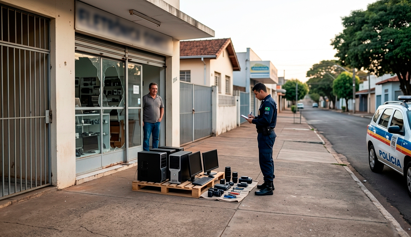 Furto em comércio no bairro Brasil termina com equipamentos recuperados em Uberlândia