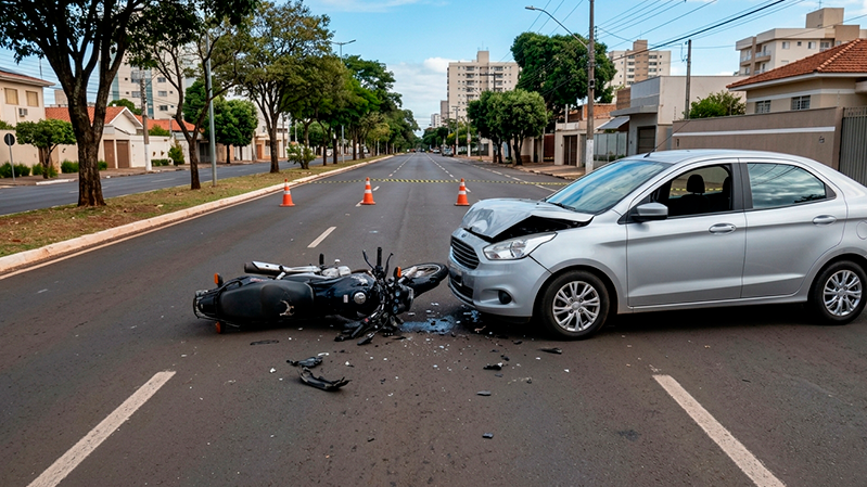 Motociclista morre após perder controle e bater de frente com carro em Uberlândia