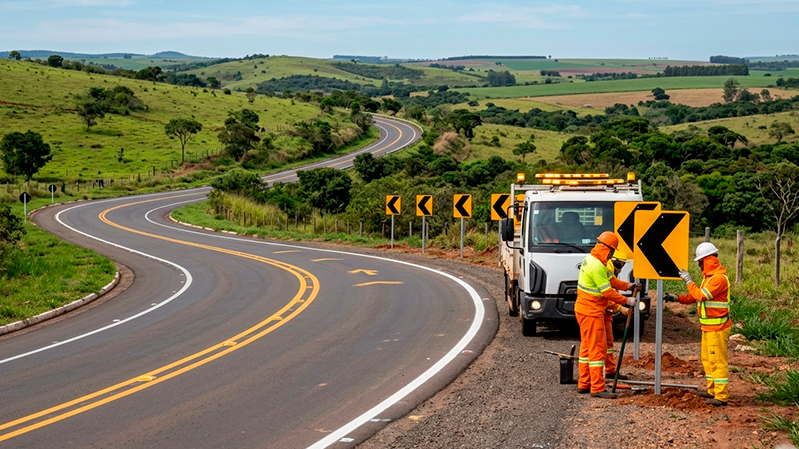 Curvas de rodovias do Triângulo recebem reforço de sinalização