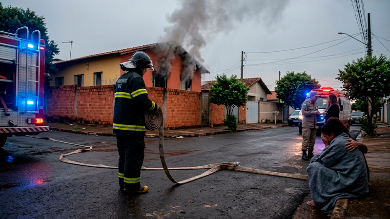 Homem agride companheira e causa incêndio na própria casa em Uberlândia