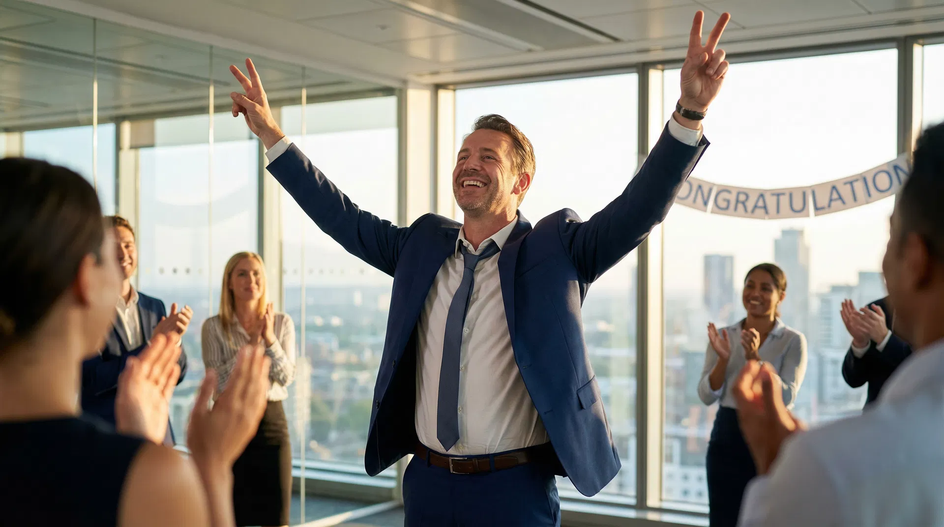 Profissional Celebrando Sucesso