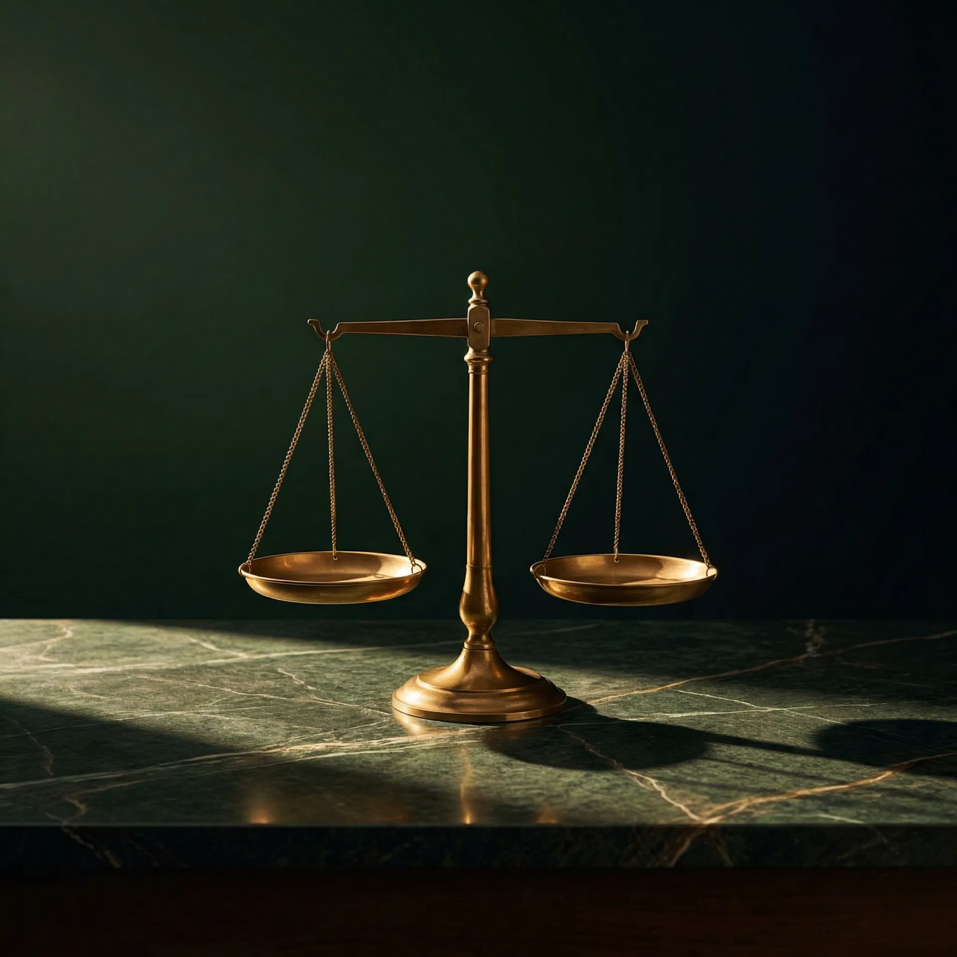 Balança da justiça representando equilíbrio e defesa jurídica