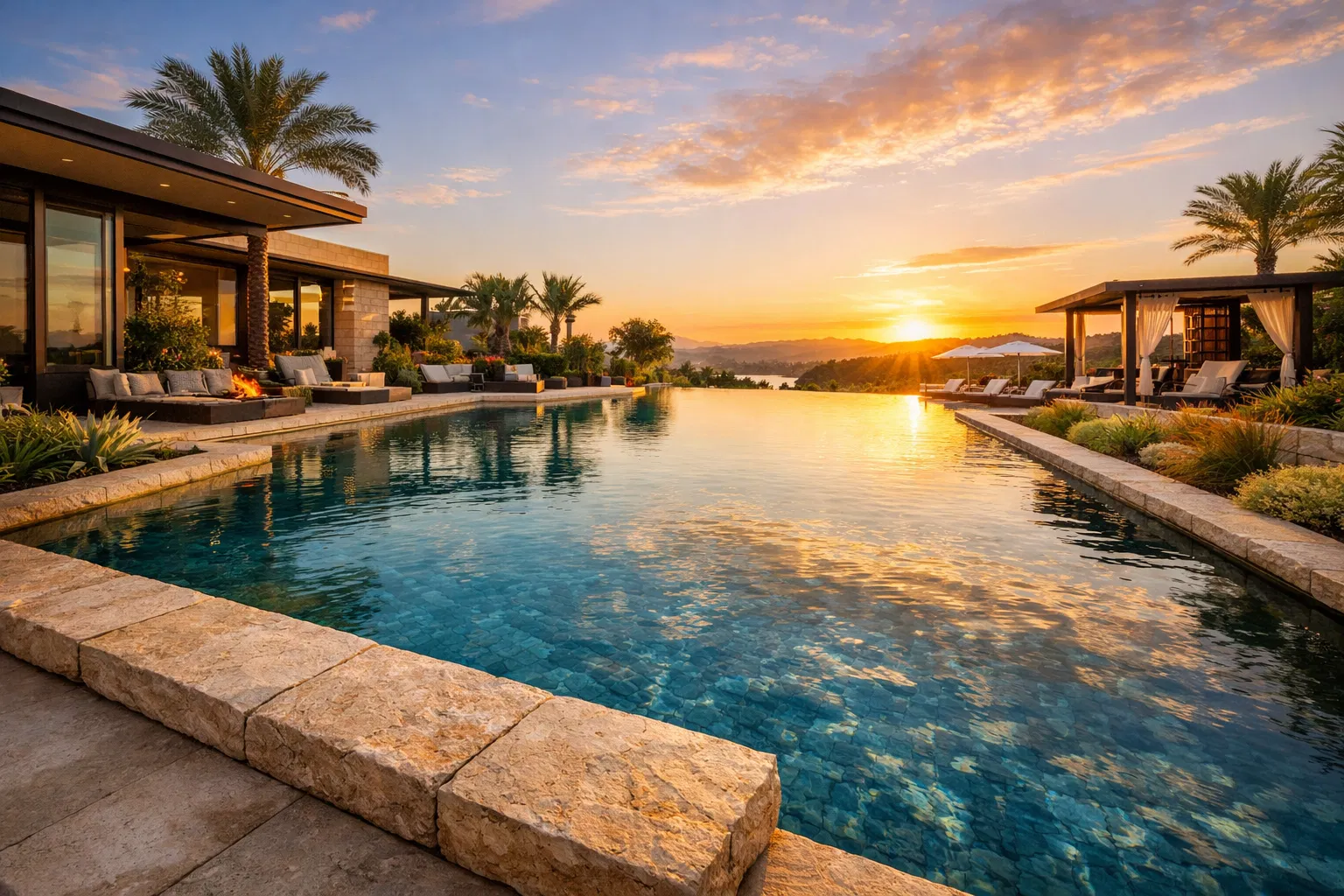 Piscina Infinity Premium com vista panorâmica e pedra natural