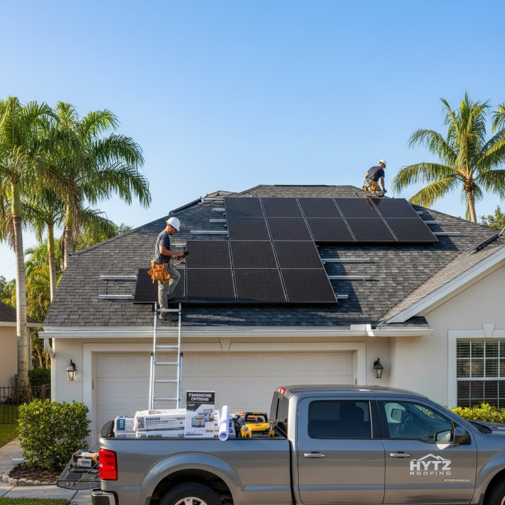 Roof Financing scene illustrating Hytz Roofing Financing Options Explained: Upgrade Loans, HELOCs, 0% Offers, and Grants