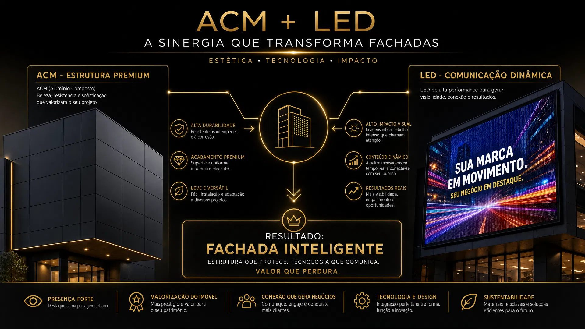 Infográfico ACM + LED - A sinergia que transforma fachadas