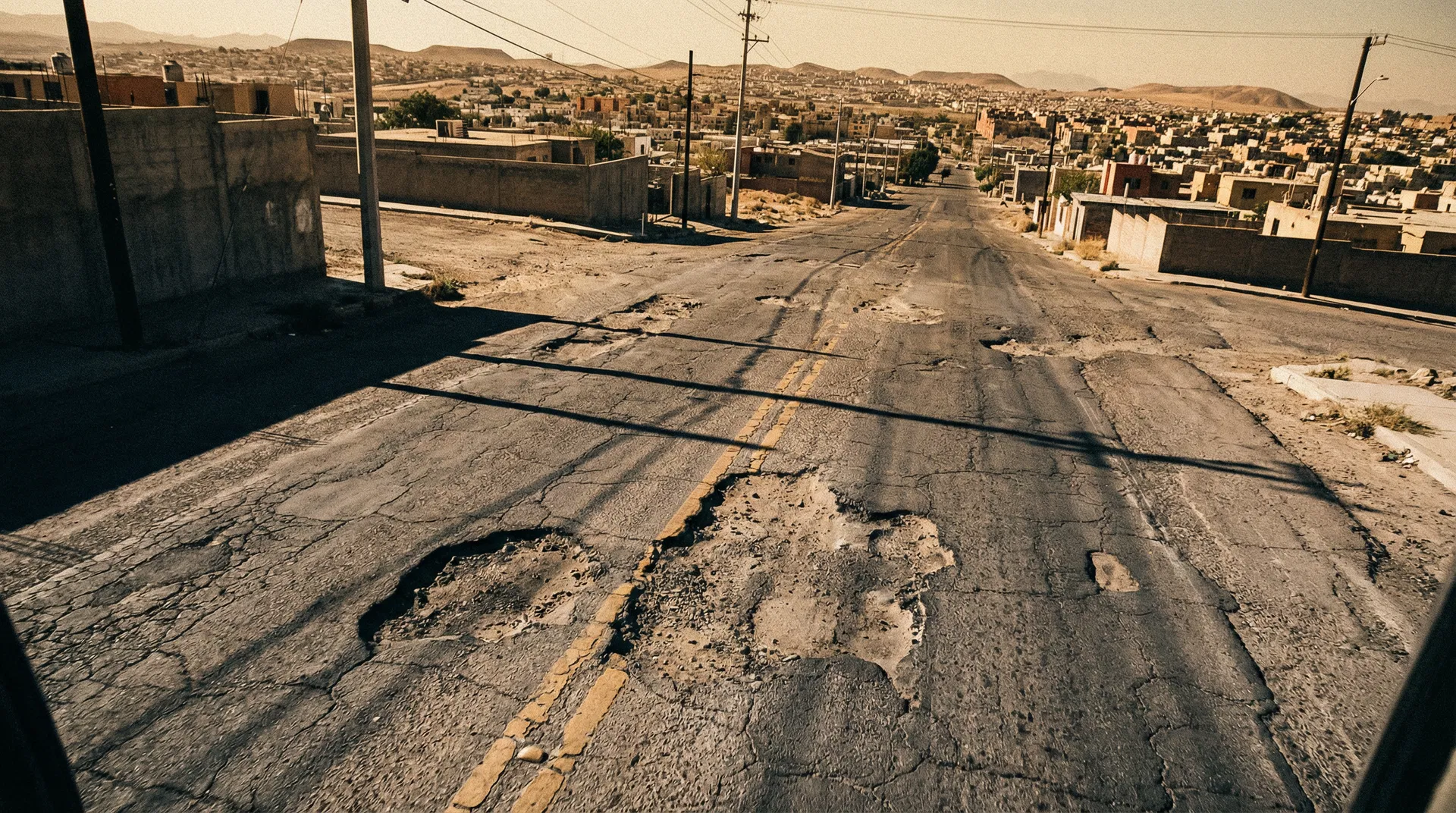 Calles deterioradas de Ciudad Juárez