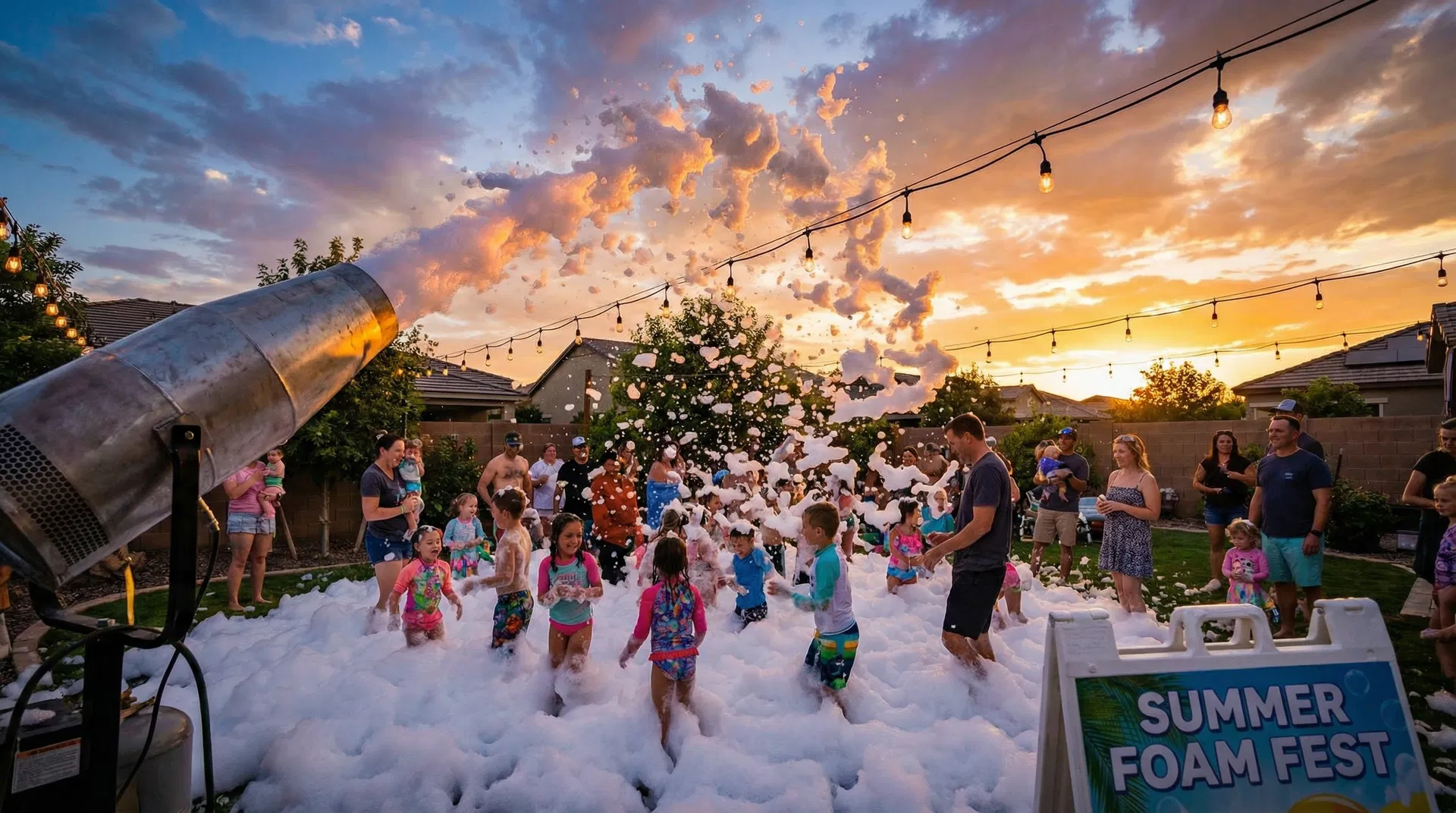 Foam party in action