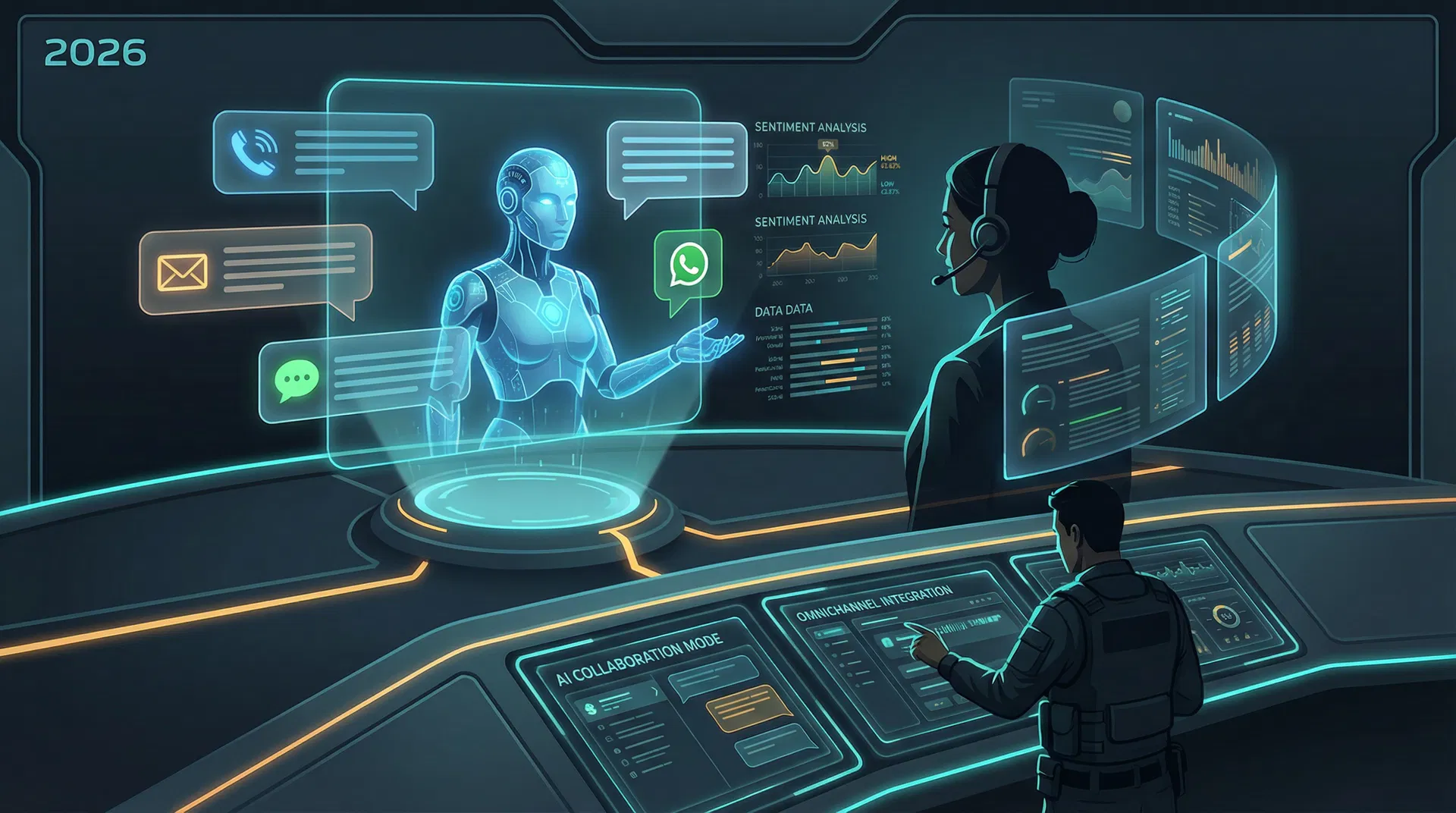 Imagem de destaque do artigo: Atendimento ao Cliente com IA em 2026: O Guia da Inteligência Contextual — A revolução no atendimento ao cliente já começou. Descubra o que é Inteligência 