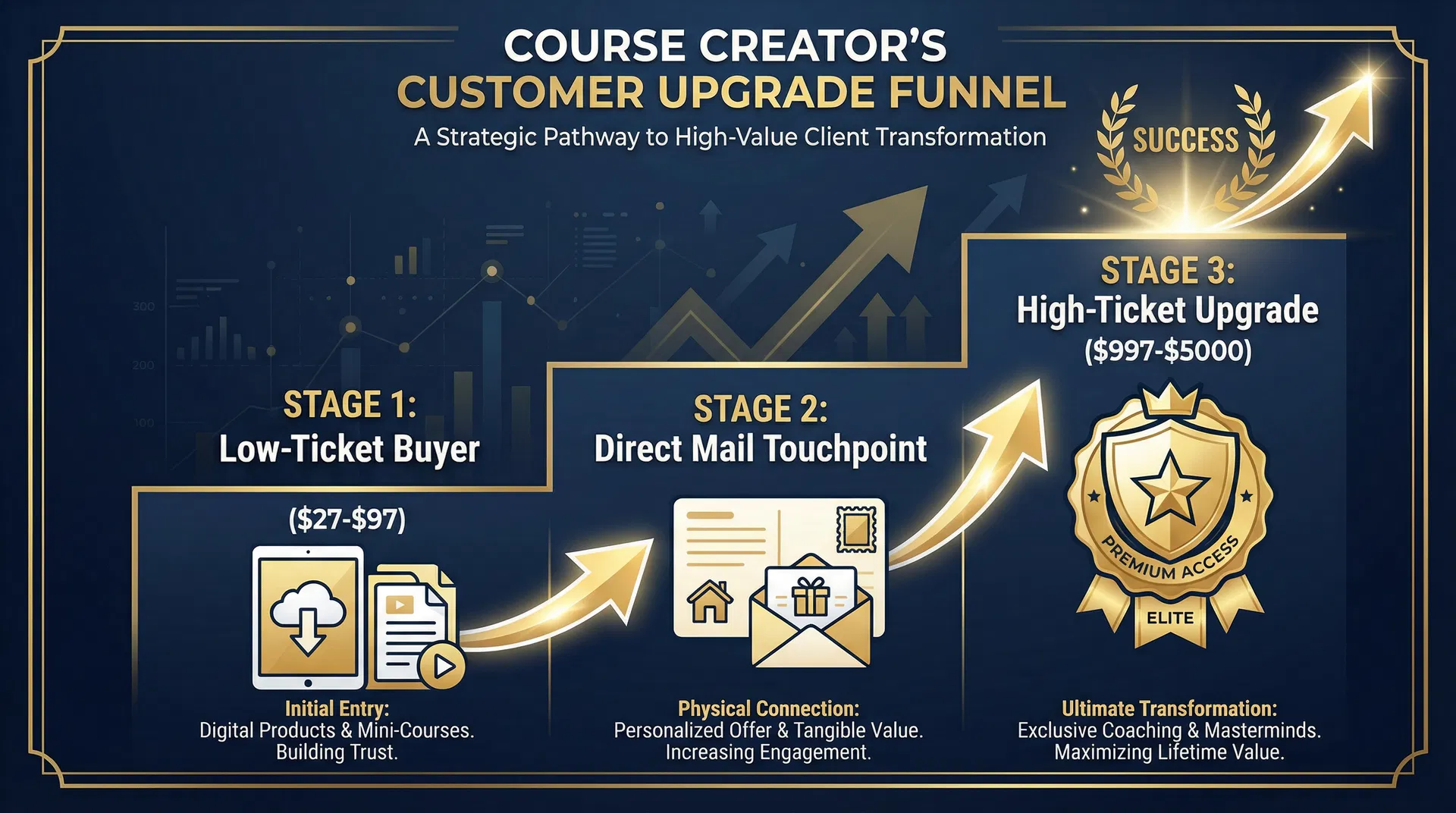 Course creator customer upgrade funnel: from low-ticket buyer to high-ticket client