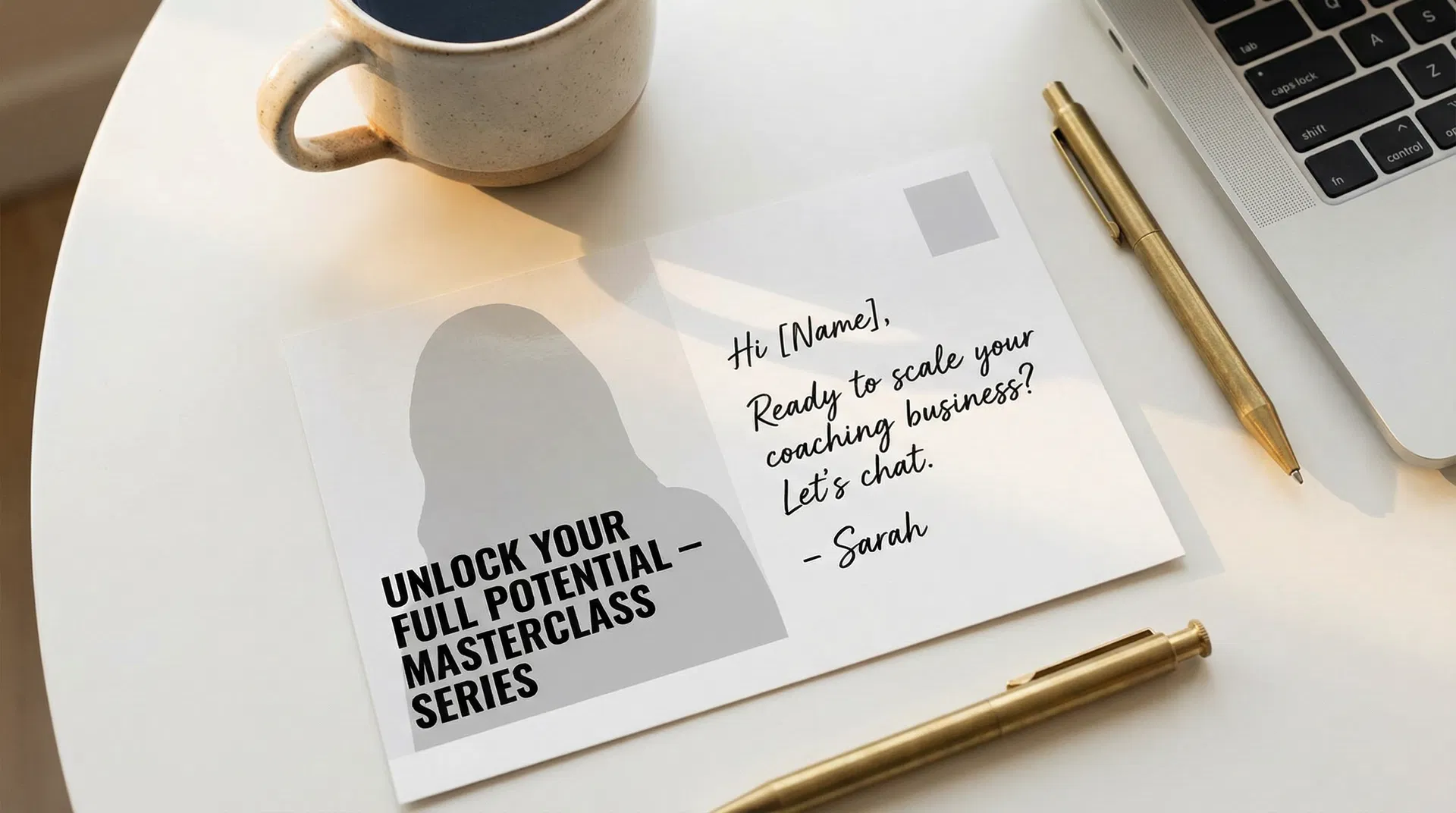 Premium direct mail postcard design for course creators