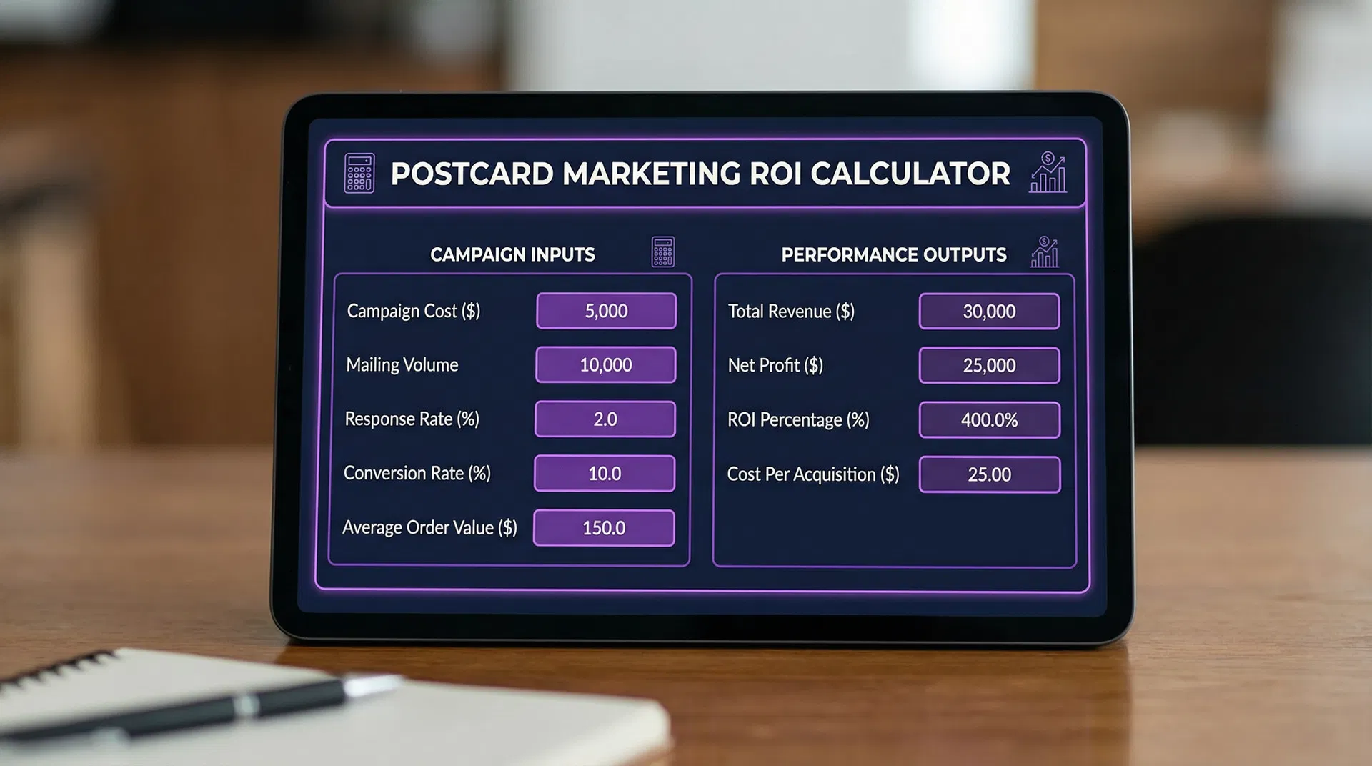 Postcard Marketing ROI Calculator