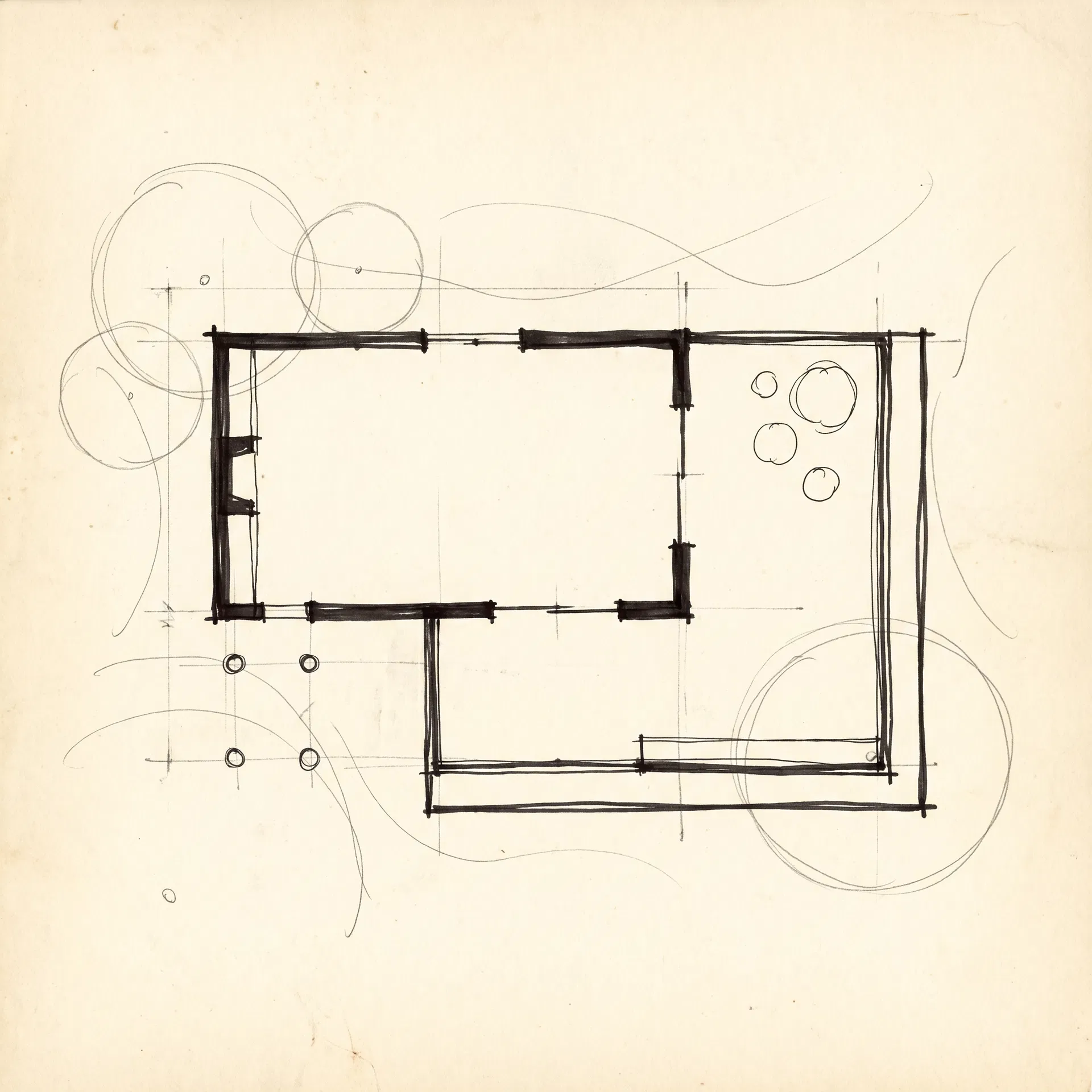 Tree Cabin preliminary floor plan sketch