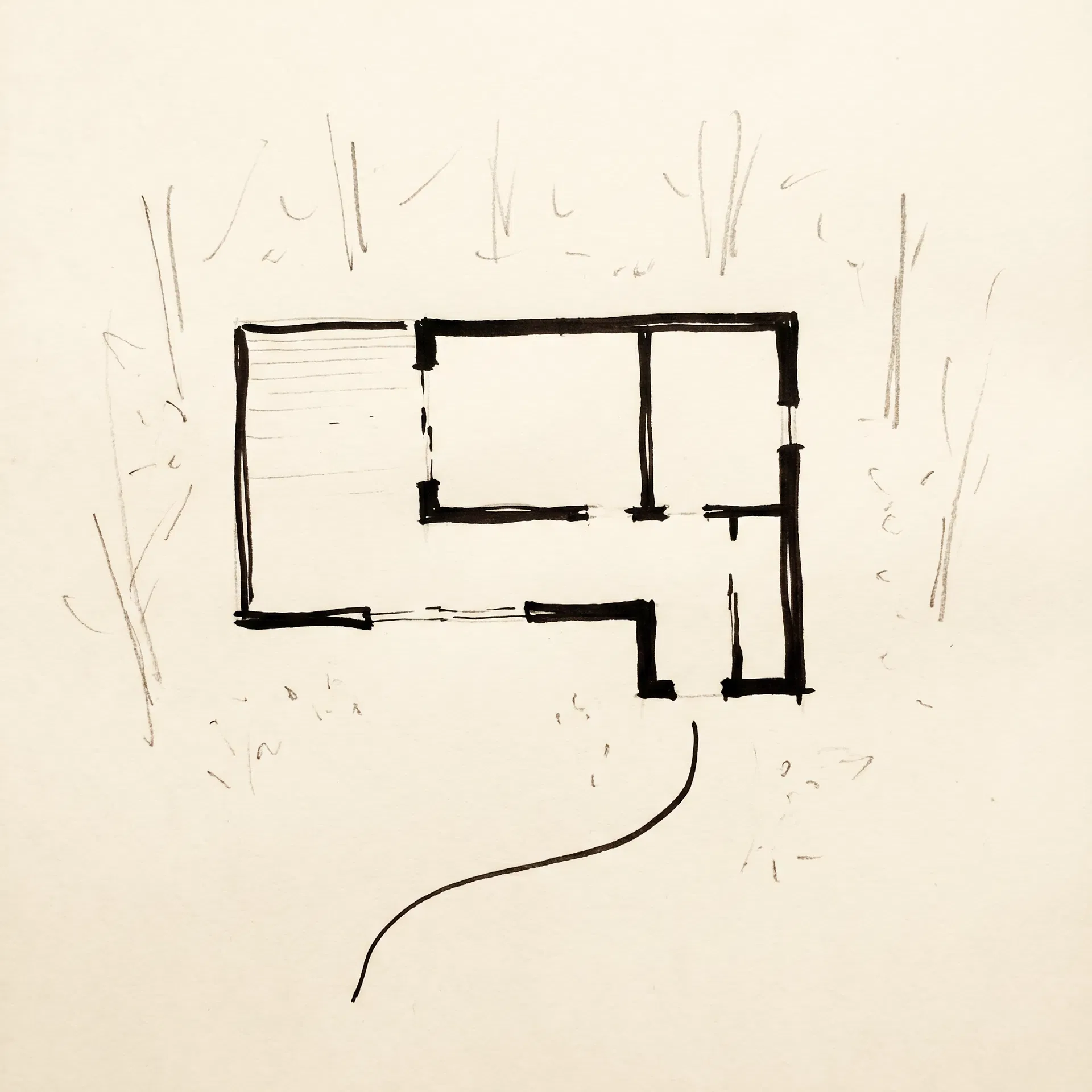 Woods Cabin preliminary floor plan sketch