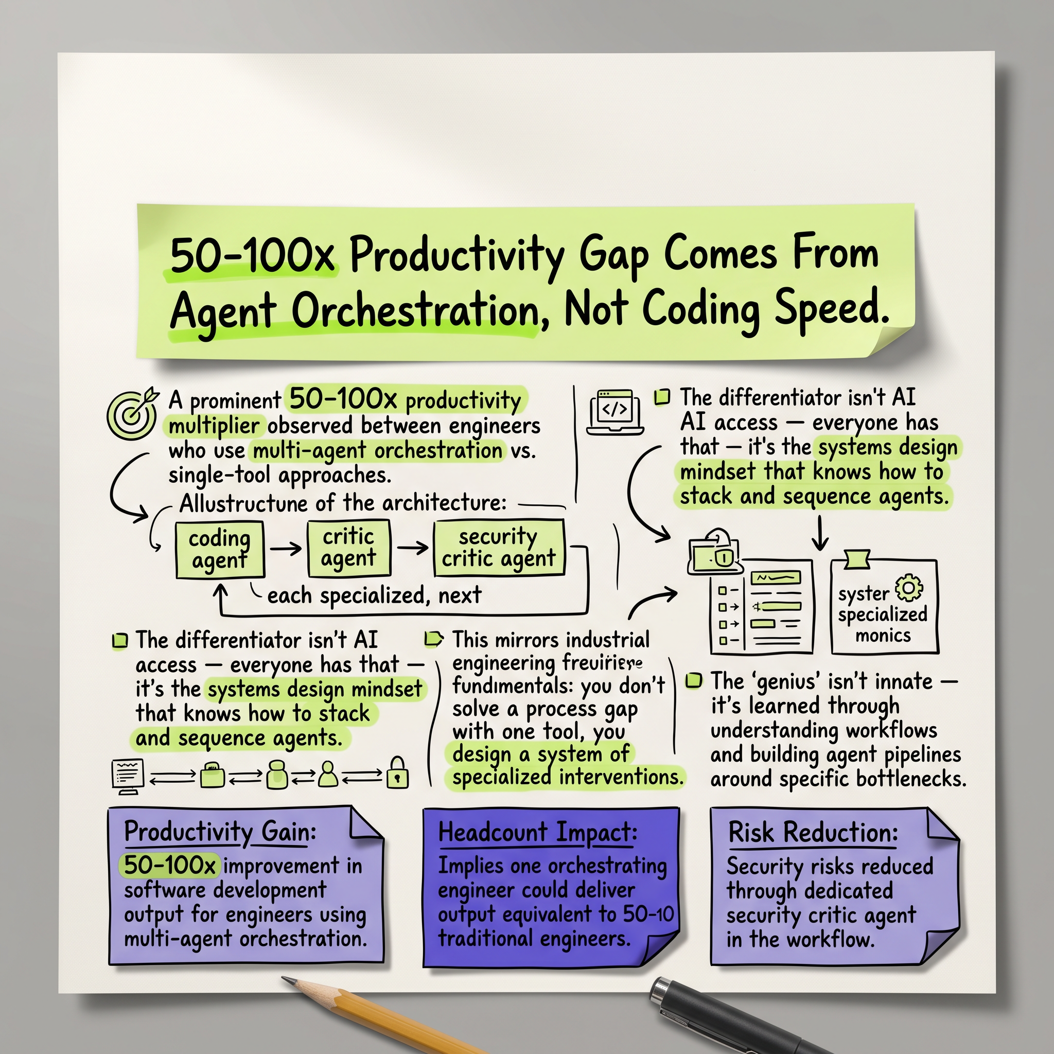 50-100x Productivity Gap Comes From Agent Orchestration, Not Coding Speed