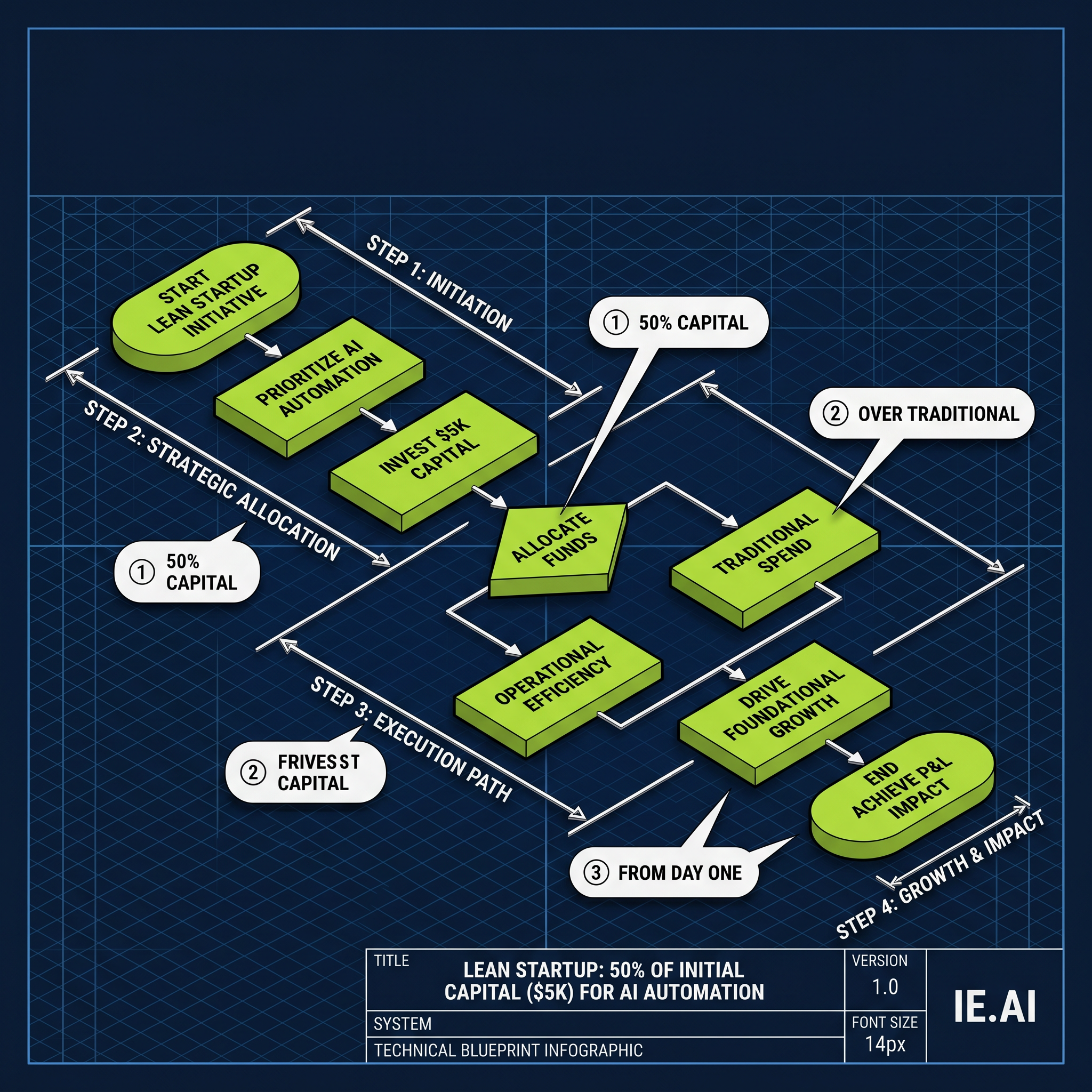 Lean Startup: 50% of Initial Capital ($5K) for AI Automation