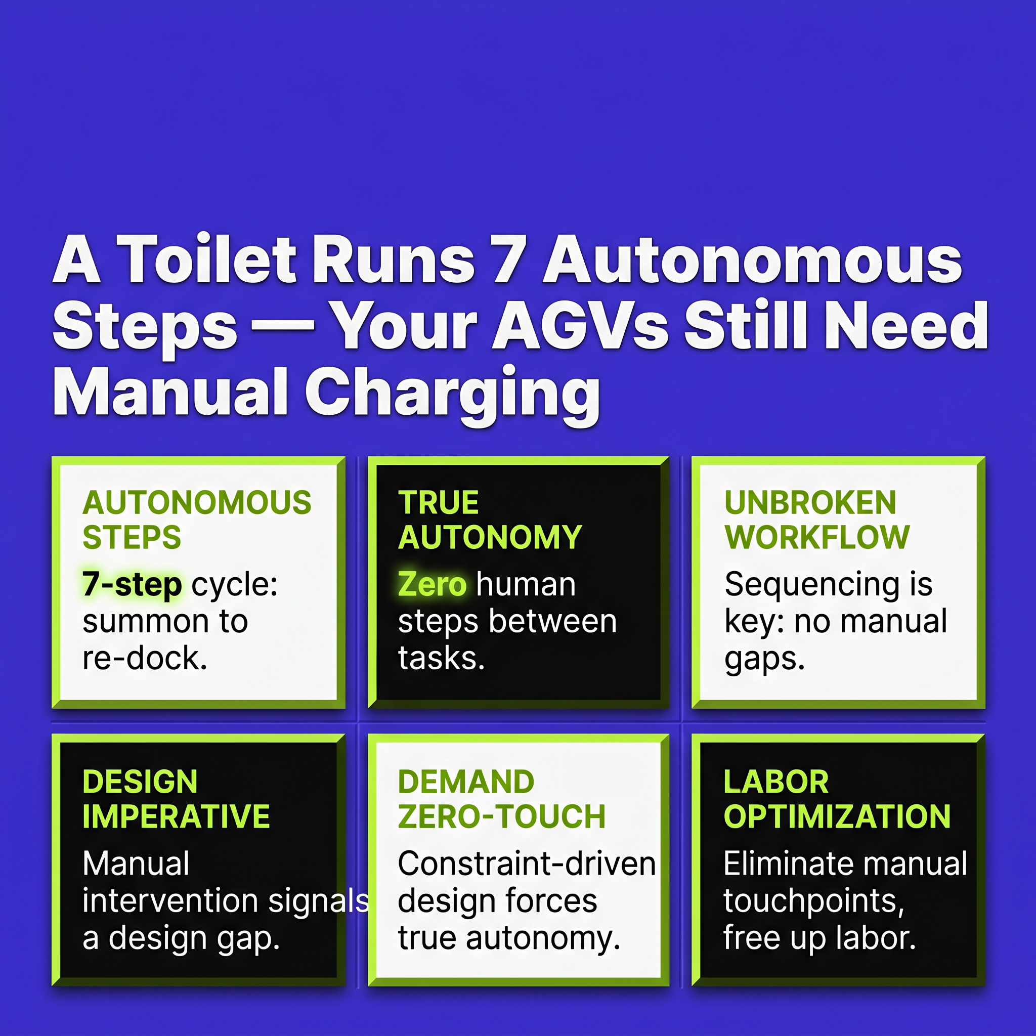 A Toilet Runs 7 Autonomous Steps — Your AGVs Still Need Manual Charging