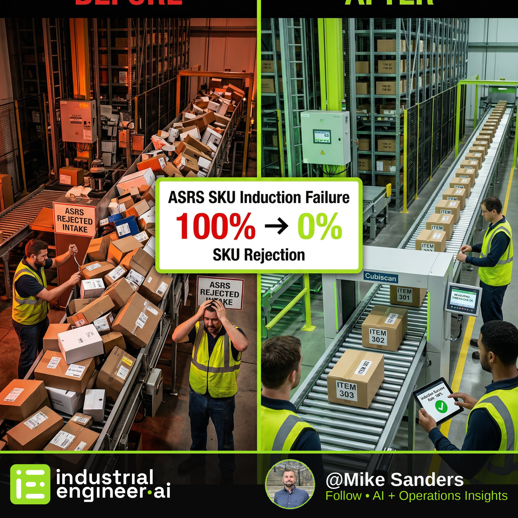 Cubiscan Validation Prevents 100% ASRS SKU Rejection