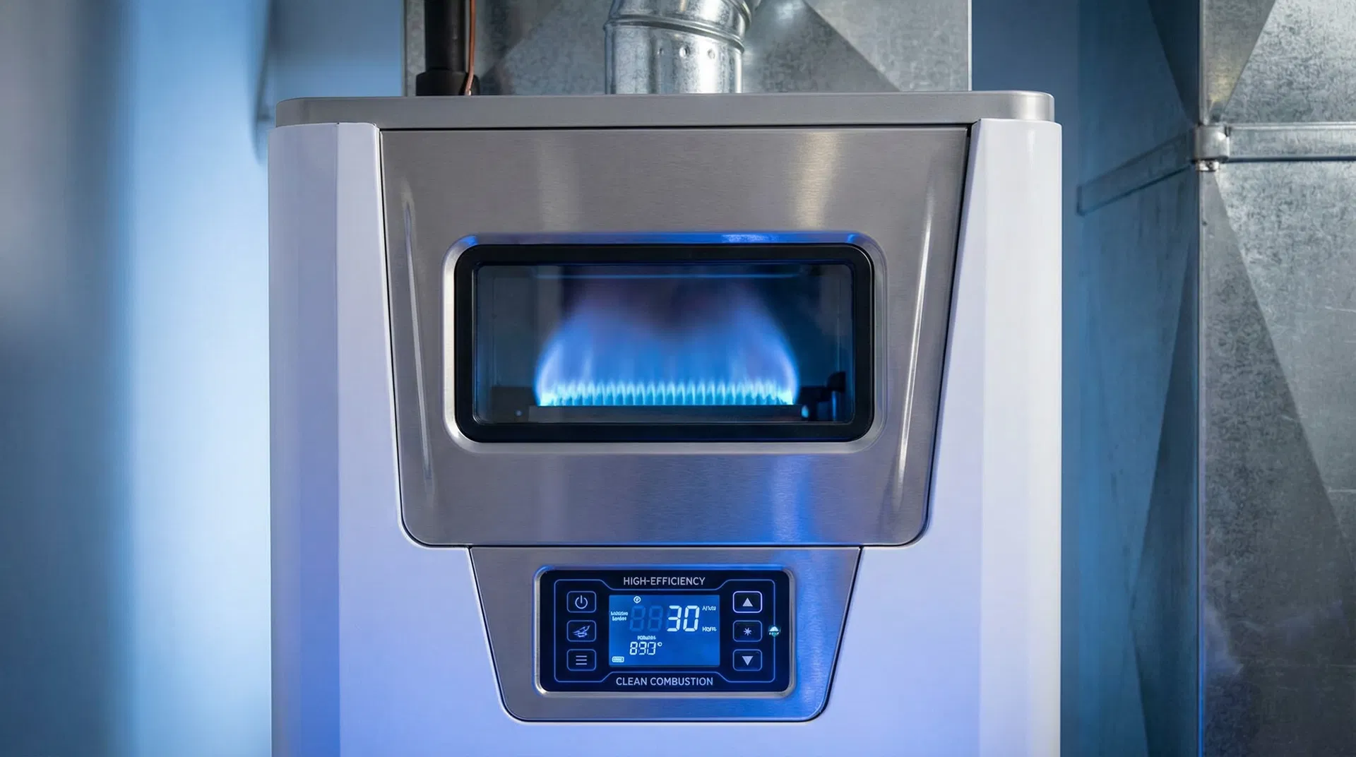 High efficiency furnace with clean blue flame