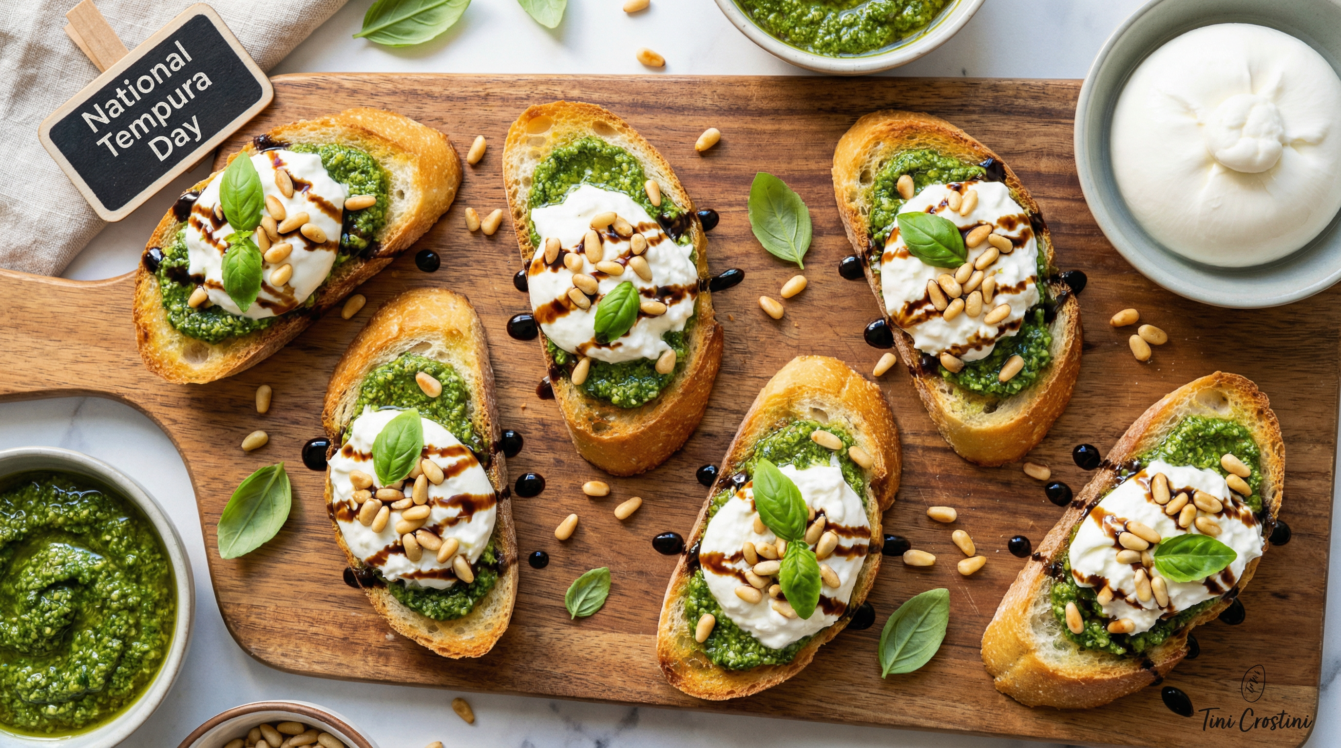 Pesto & Burrata Bliss Crostini