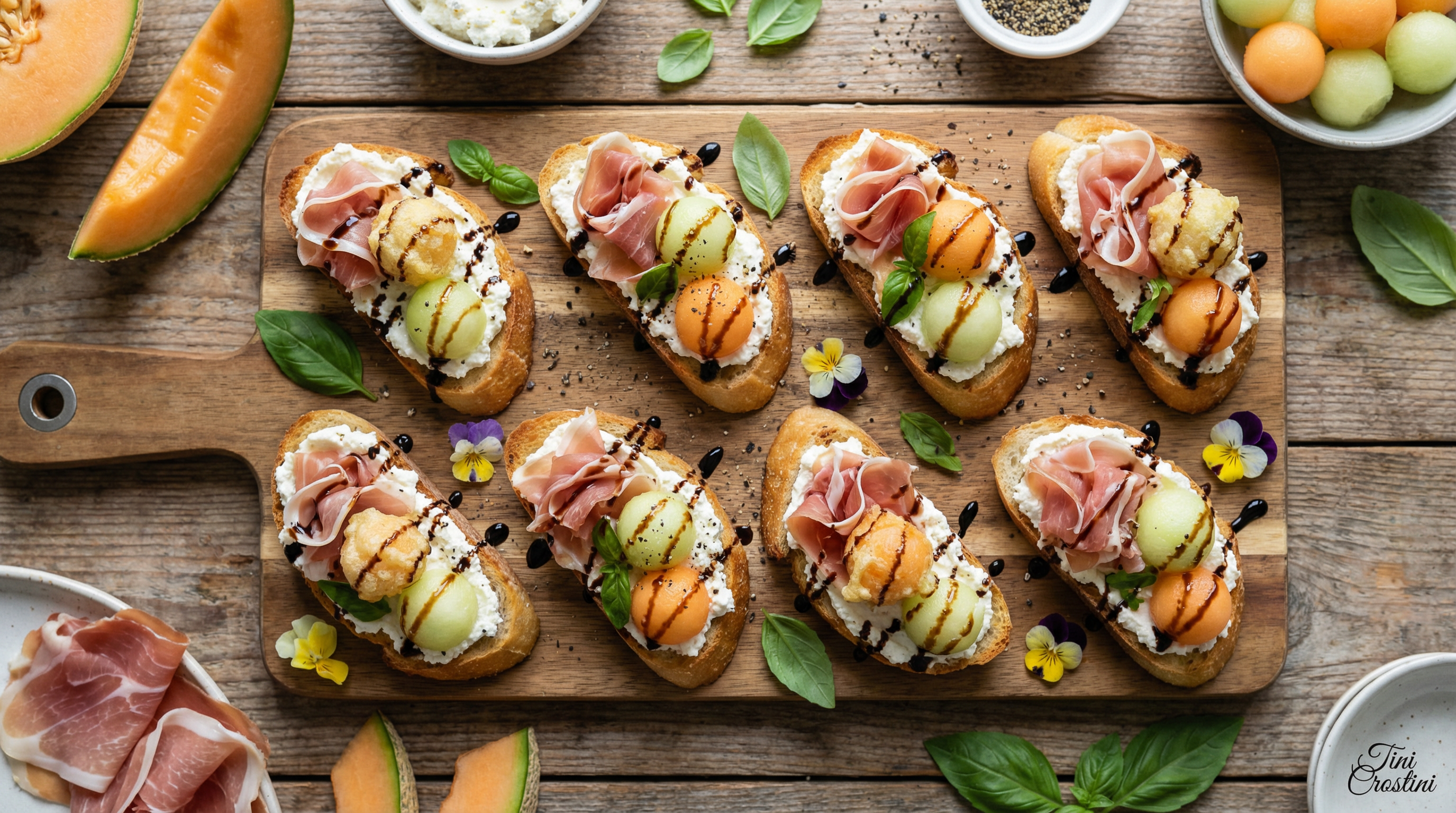 Melon & Prosciutto Velvet Crostini