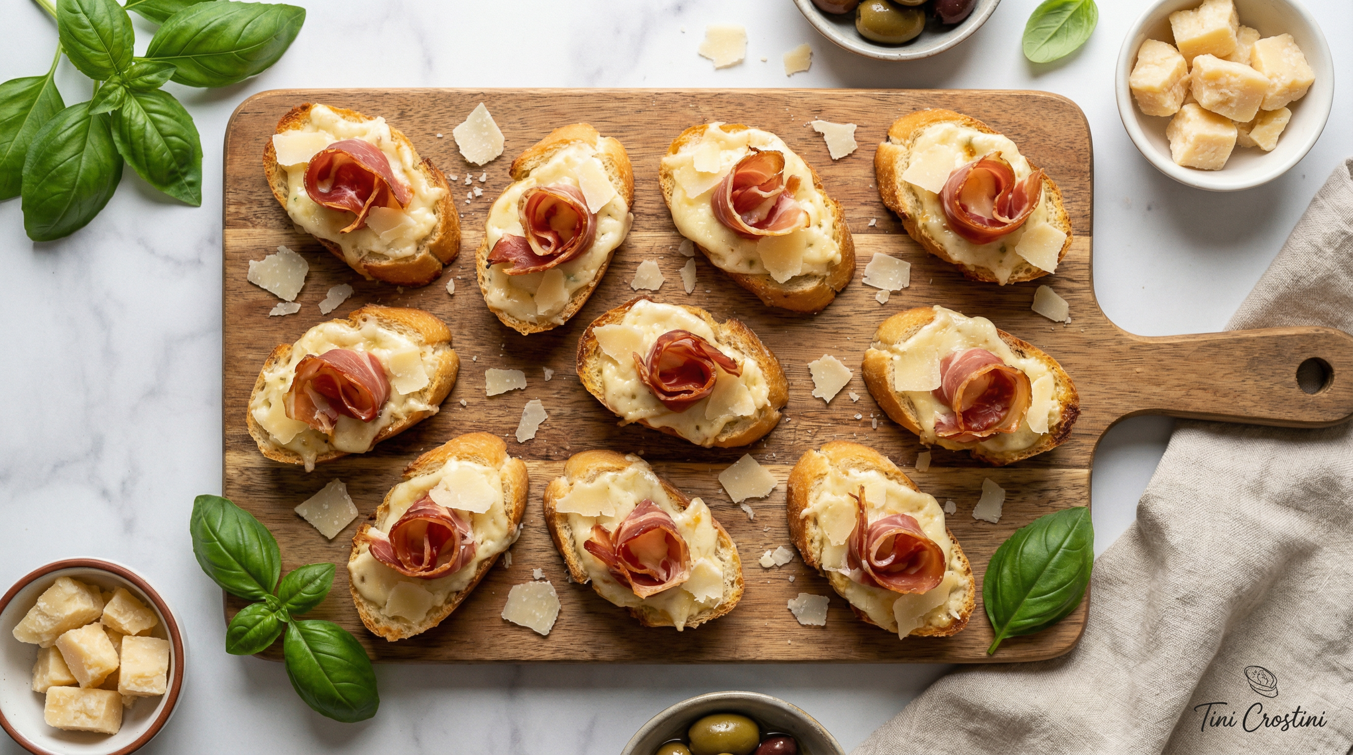 Creamy Parmesan Prosciutto Crostini