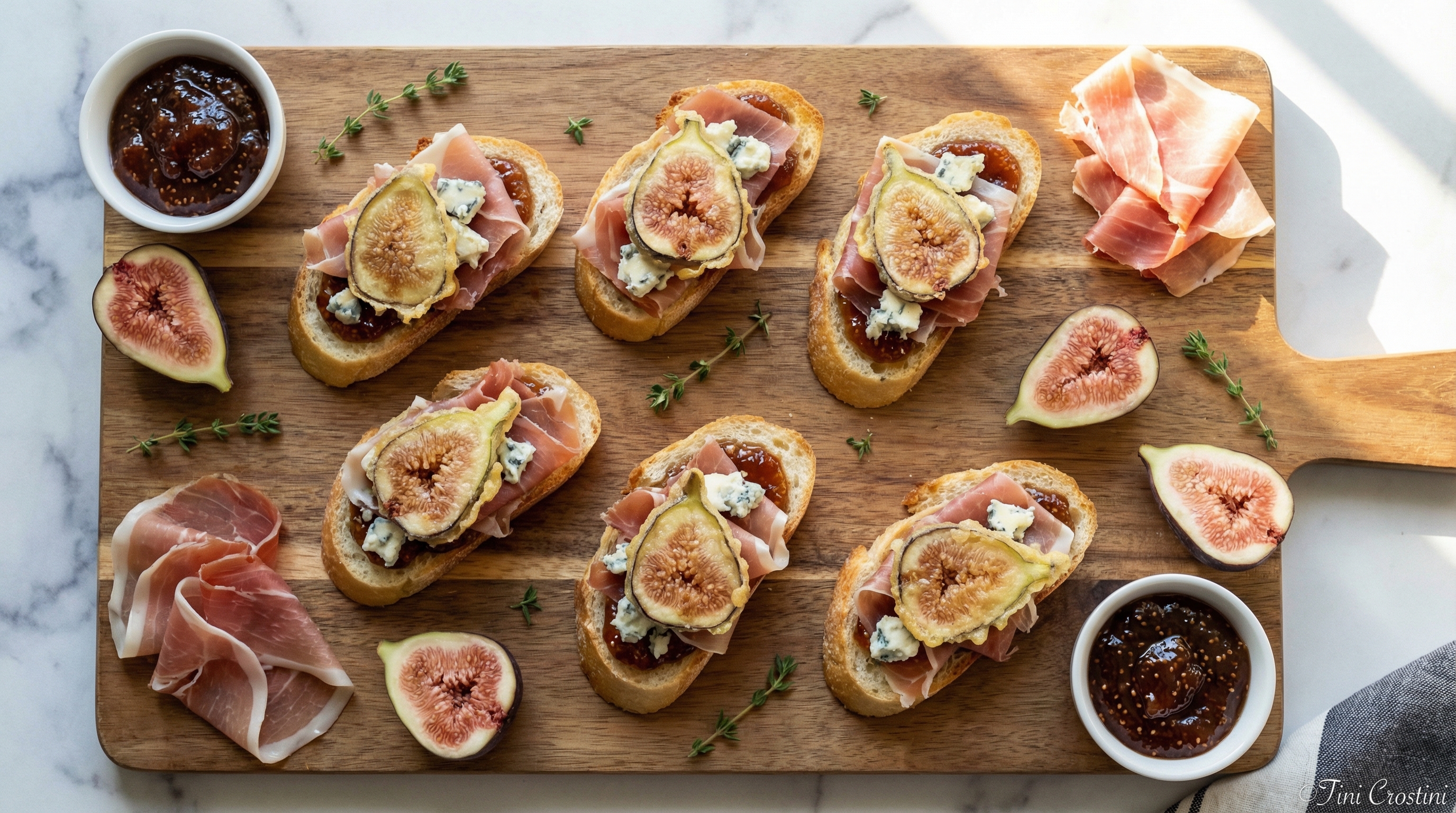 Fig and Prosciutto Opera Crostini